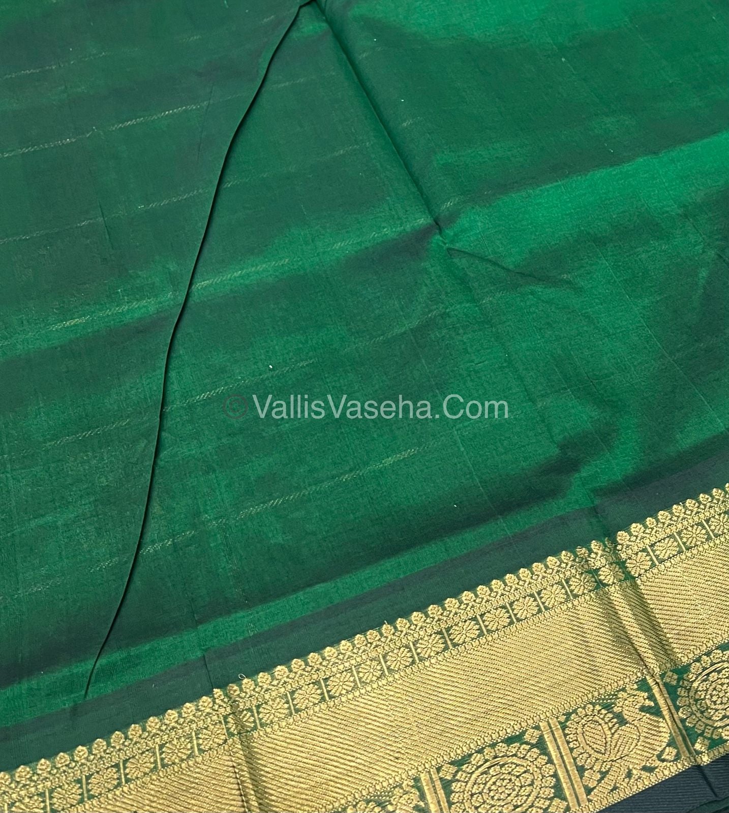 Pure Silk Cotton Saree - Mayil & Chakkaram Design - Green Shade - VVMC001