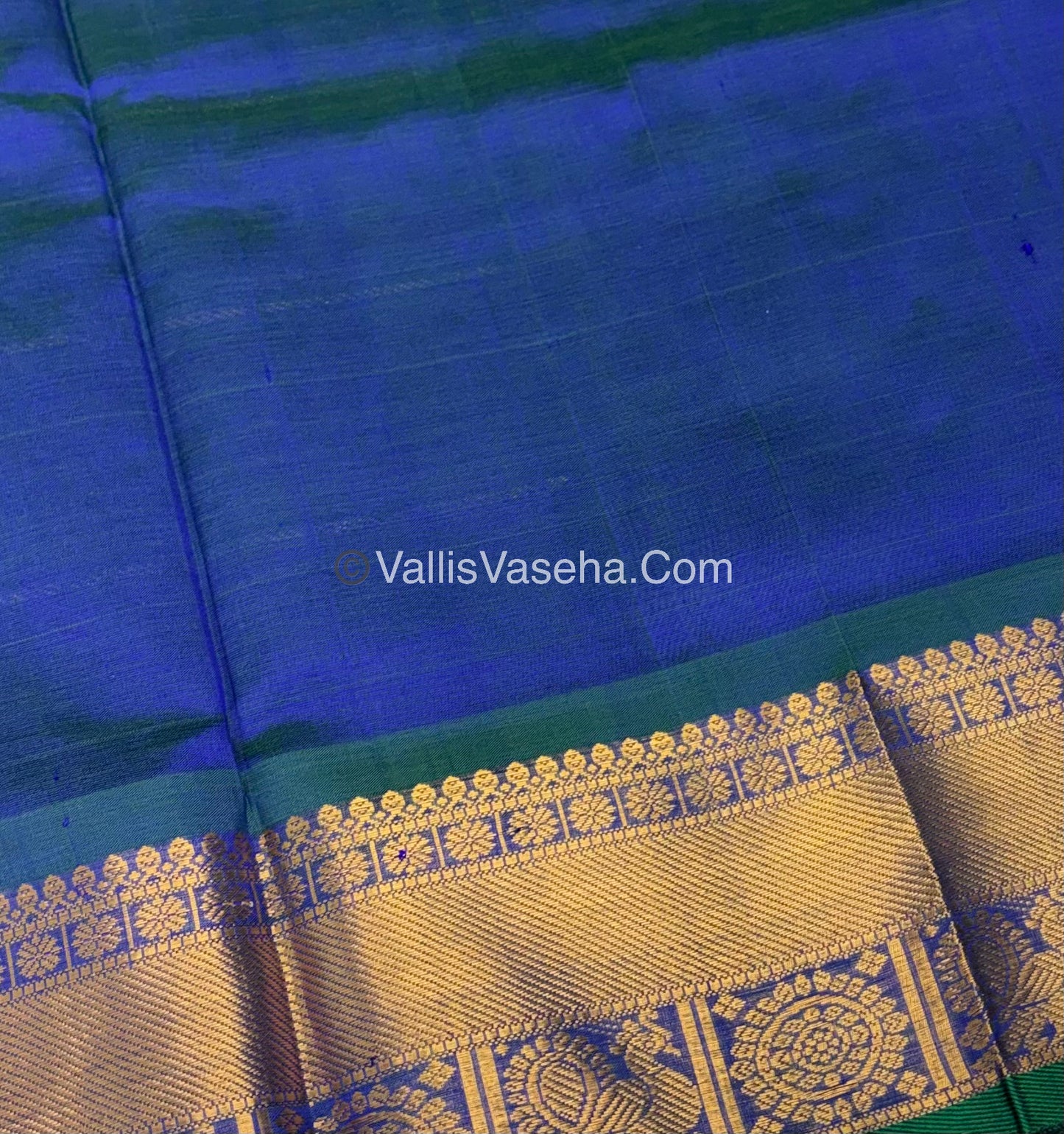 Pure Silk Cotton Saree - Mayil & Chakkaram Design - Peacock Blue Shade - VVMC001