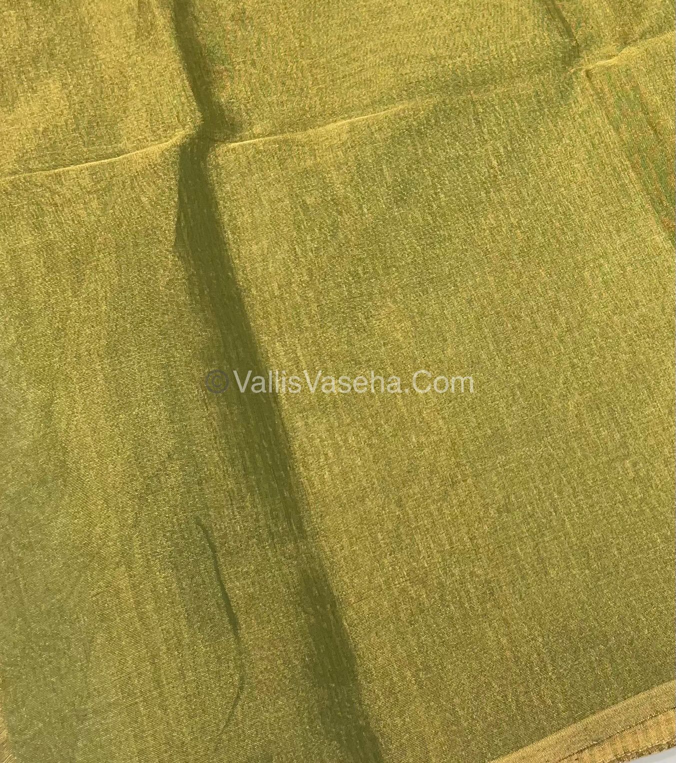 Pure Maheshwari Tissue Silk - Triple Tone Green & Gold Shade - VVMTS001