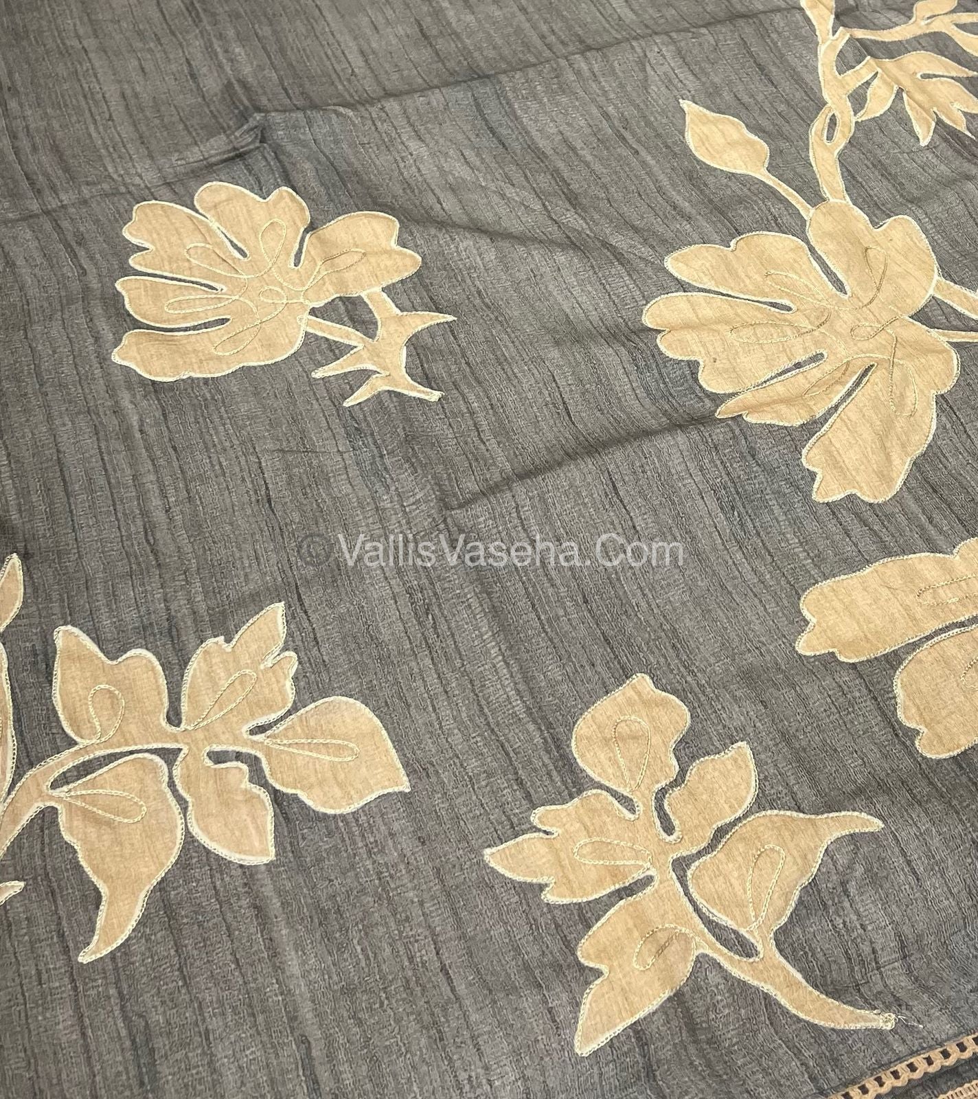 Semi Raw Silk with embroidery work - VVSRS001