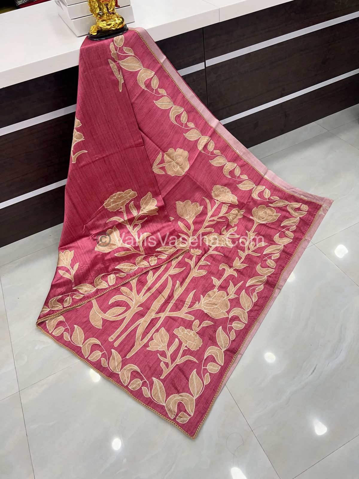 Semi Raw Silk with embroidery work - VVSRS001