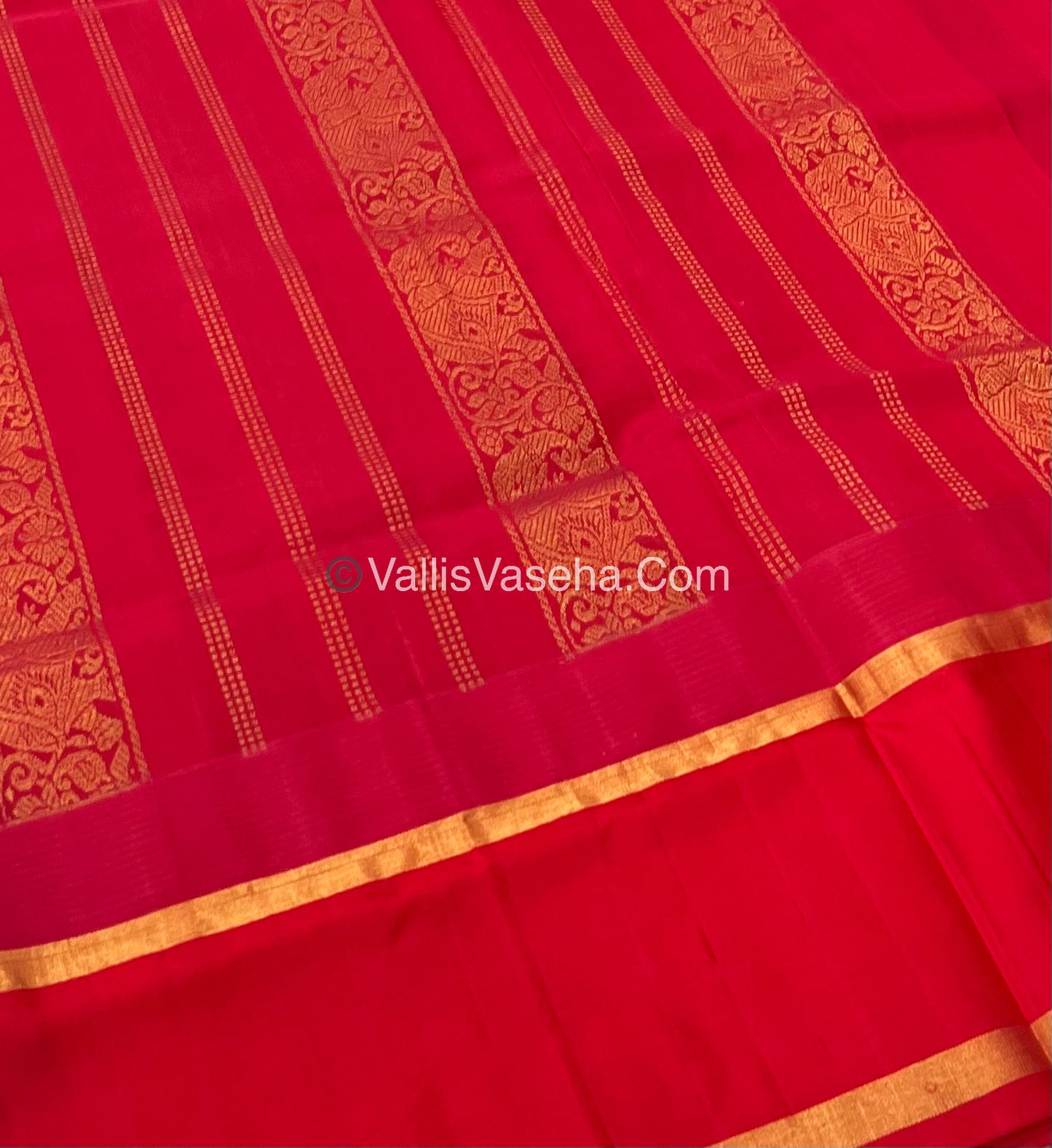 Pure Korvai Silk Cotton Saree - Border Elephant butta Design - VVKSC018