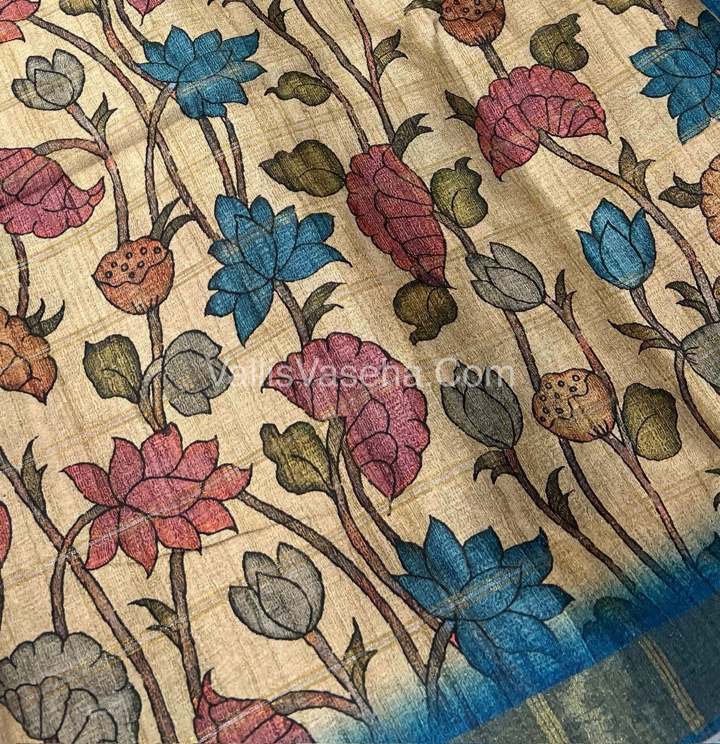 Semi Chanderi Saree - checks pattern - VVSCS004
