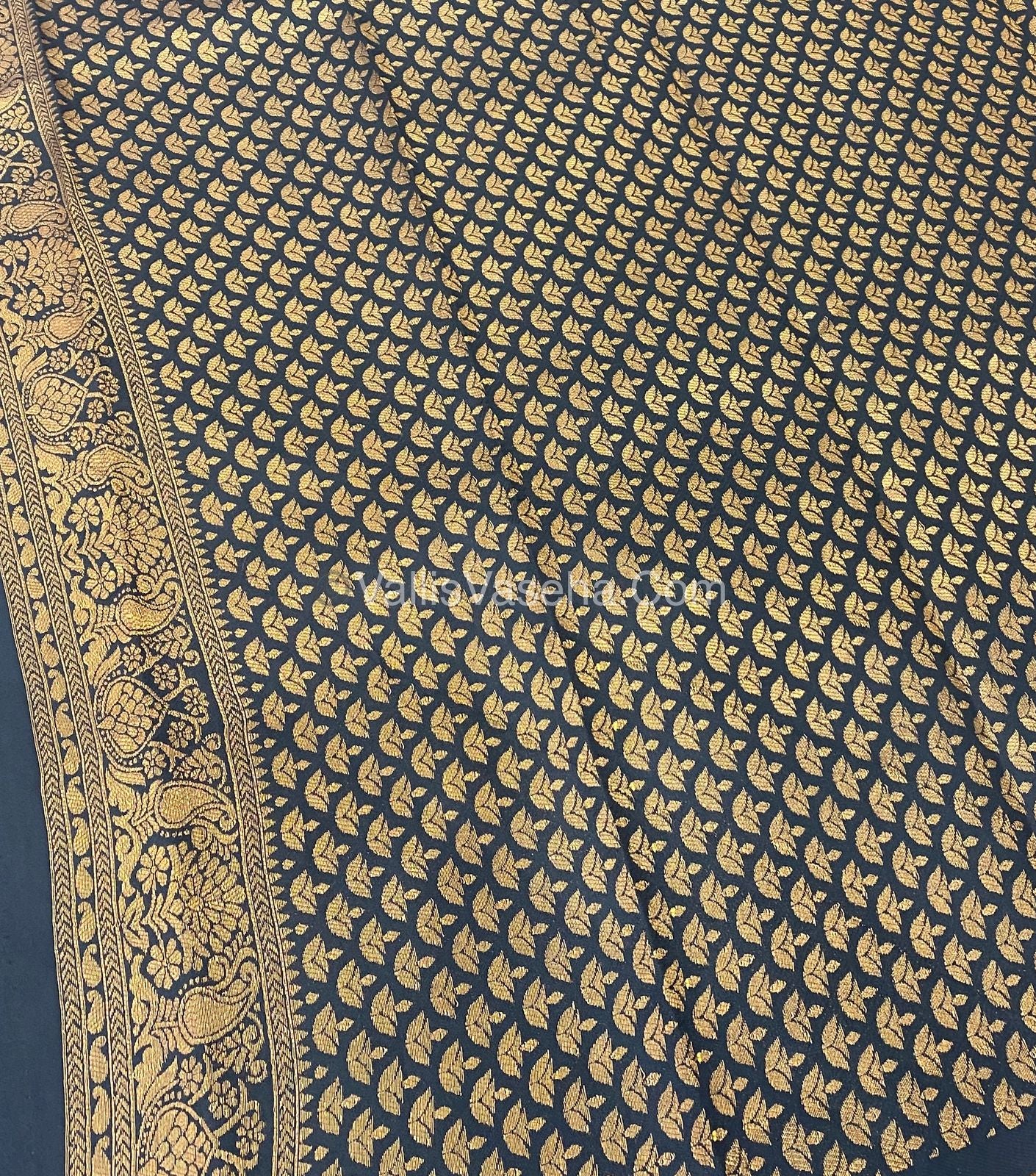 Kanchi Semi Silk - Dark Yellow with Black VVKSS001
