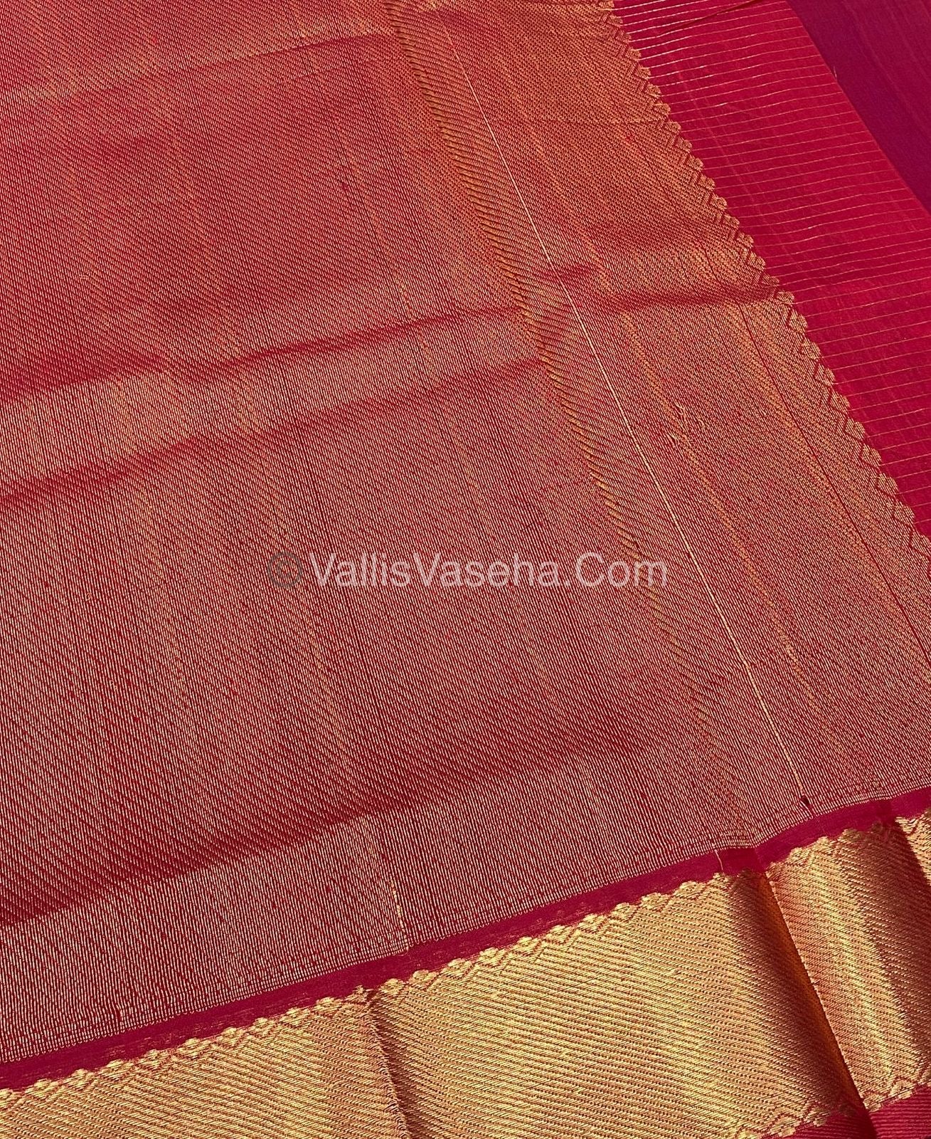 Pure Silk Cotton Saree - Mayil & Chakkaram Design - Dark Blue with - Red VVMC002