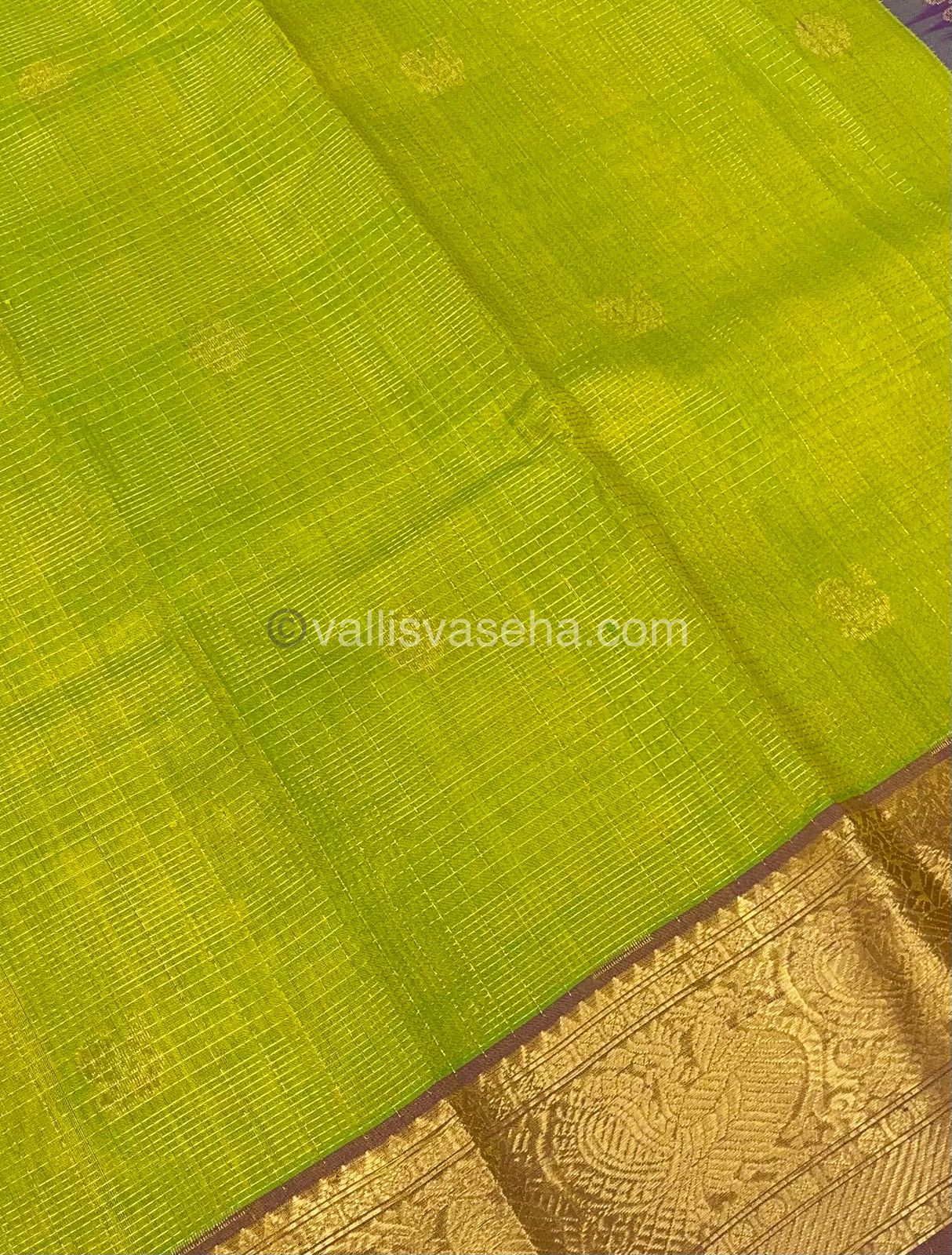 Pure Silk Cotton Saree - Vairavoosi checks - Mayil & Chakkaram - VVMCV002