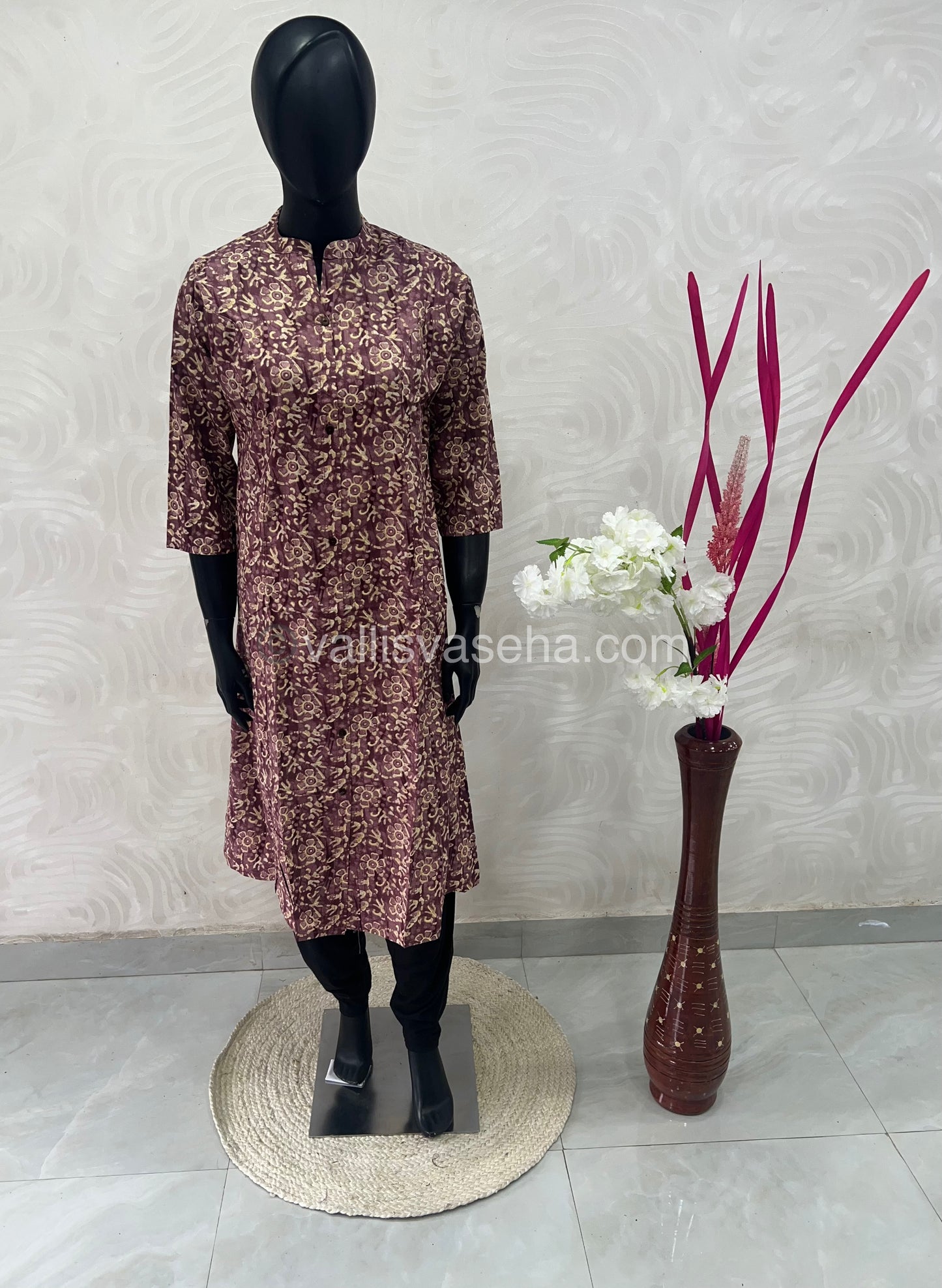 Slub Cotton - Printed Kurti - A - Line Cut - VVALK001