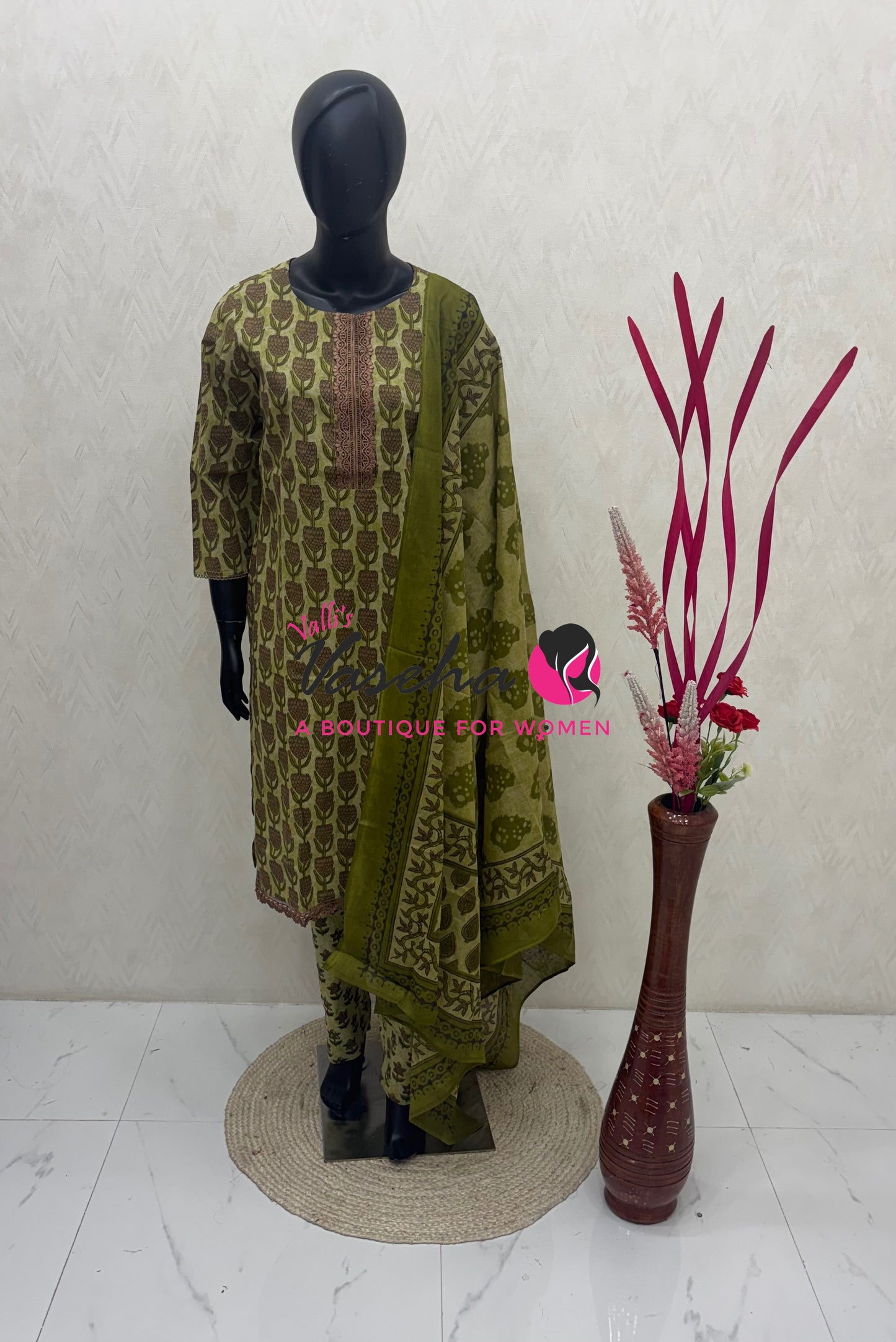 Ready Made - Salwar, Kameez & Duppatta(3pc)- Cotton - VVRMS021