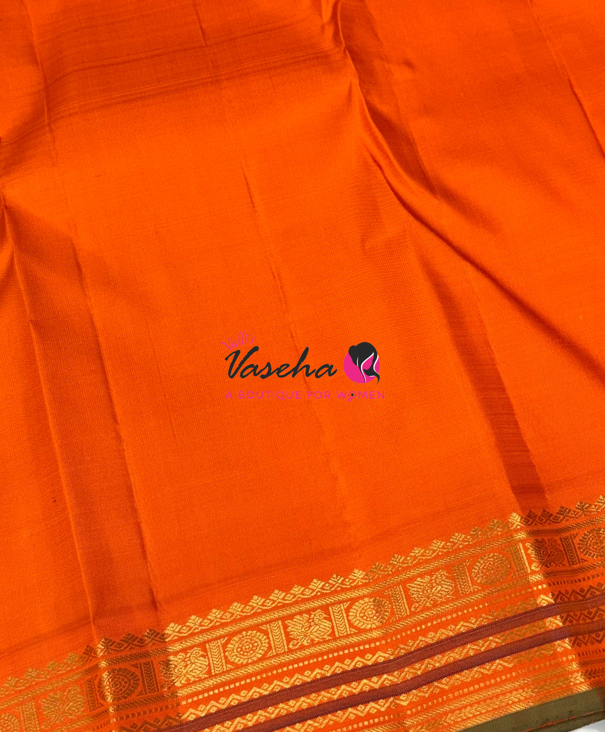 Pure Vintage Korvai Kanchipuram Silk Saree - Green & Orange Combo - VVPS034