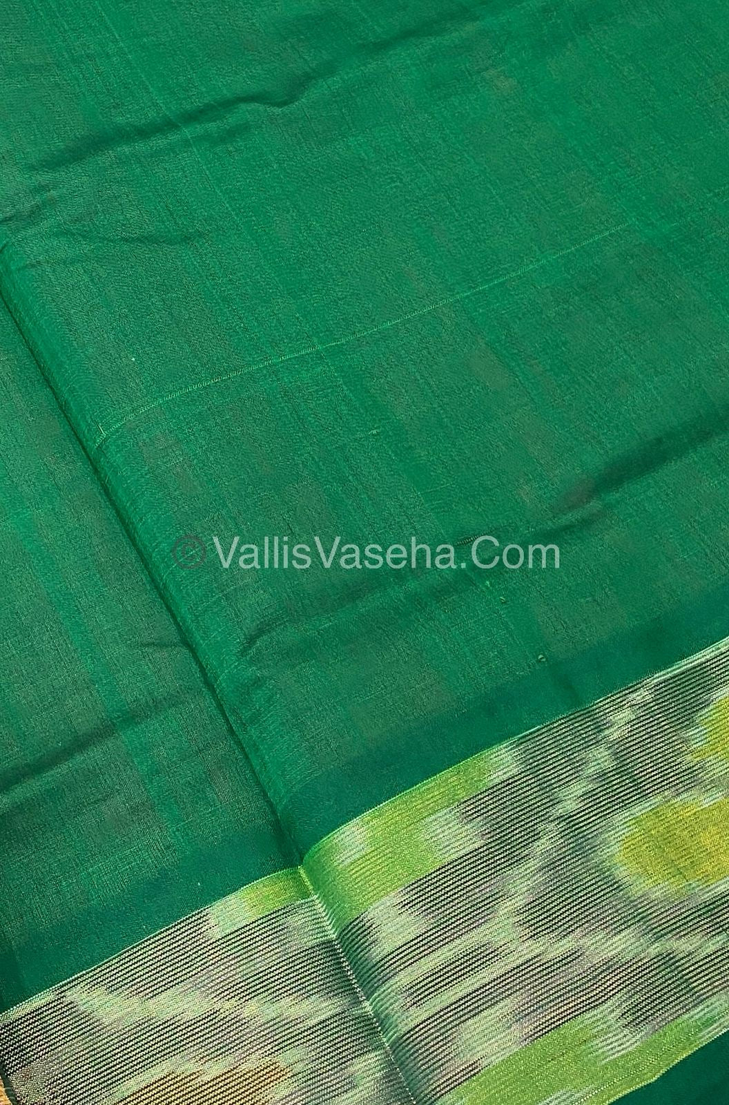Semi Silk Cotton Saree - Pink & Dark Green - VVSSC001