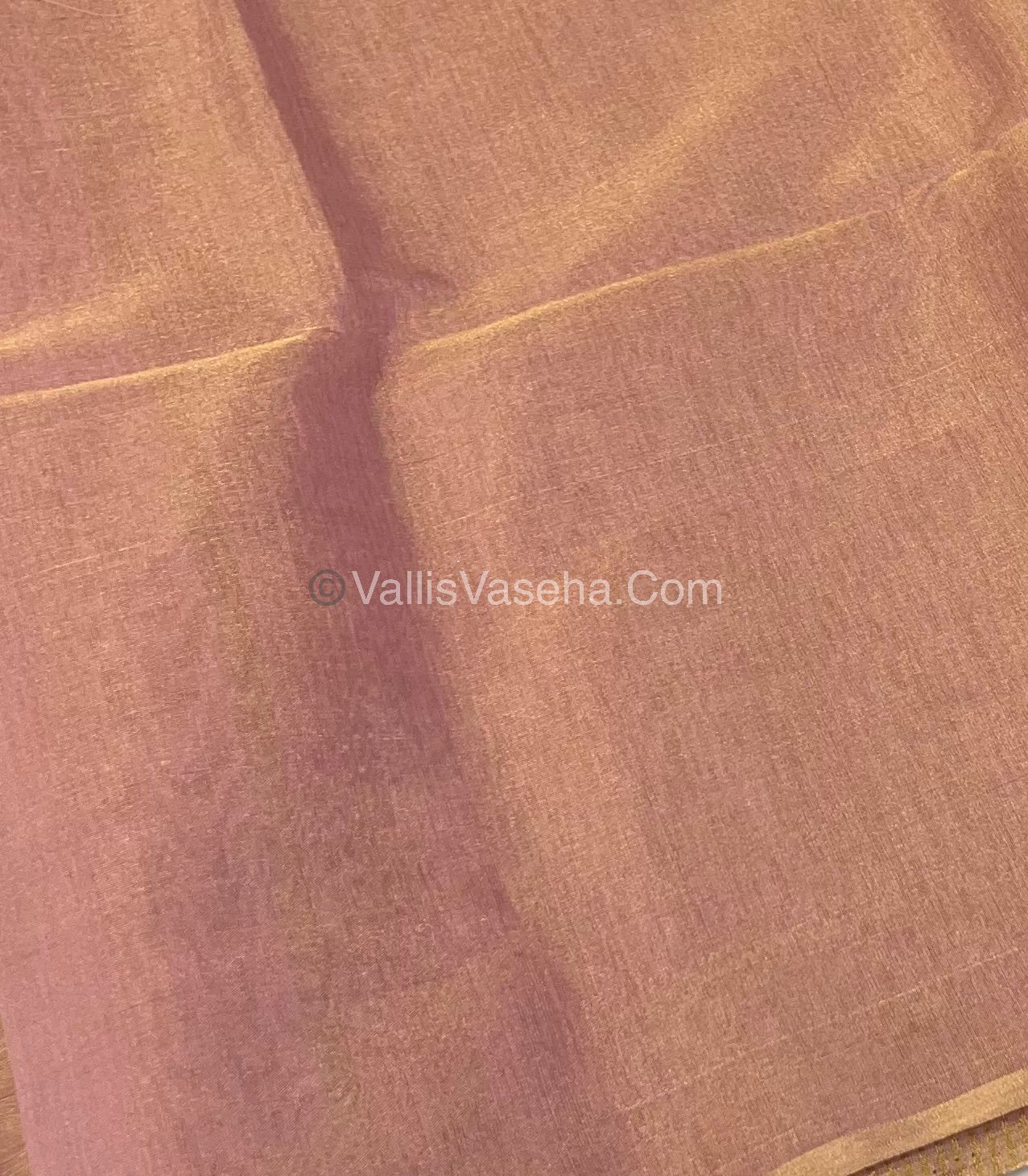 Pure Maheshwari Tissue Silk - Triple Tone Light Pink & Gold Shade - VVMTS001
