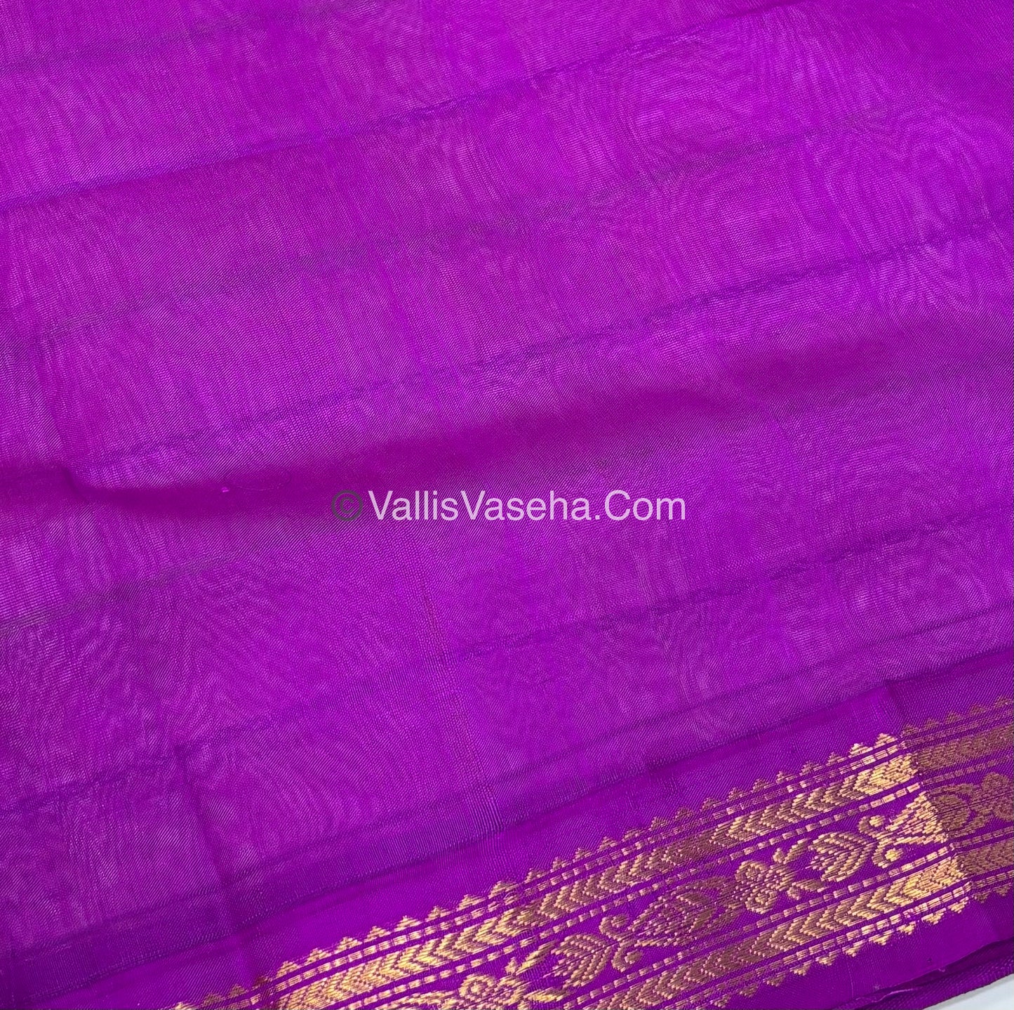 Pure Korvai Silk Cotton - Pink with Purple - VVKSC028