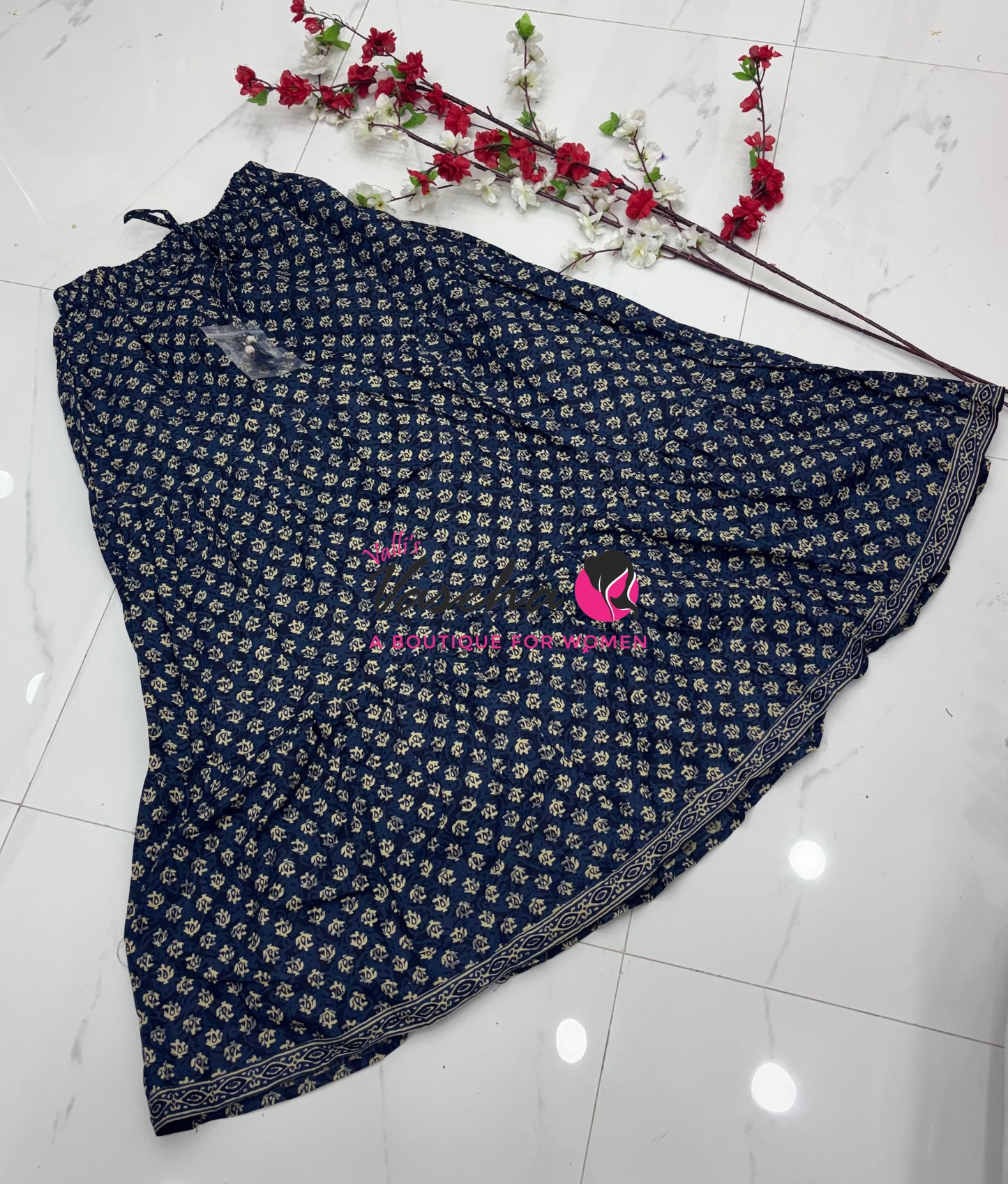Skirts - Indigo Blue shade - Free Size ( Fit Upto XL Size) - VVPS001
