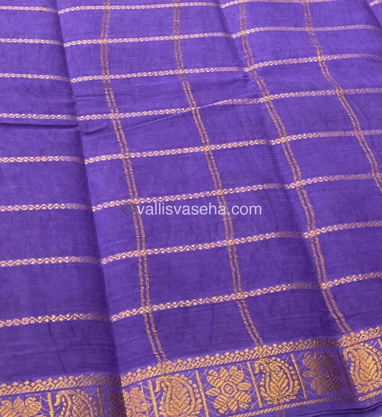 Sungudi Cotton Saree | Velthari Design - Navy Blue with Lavender Shade - VVSCV001