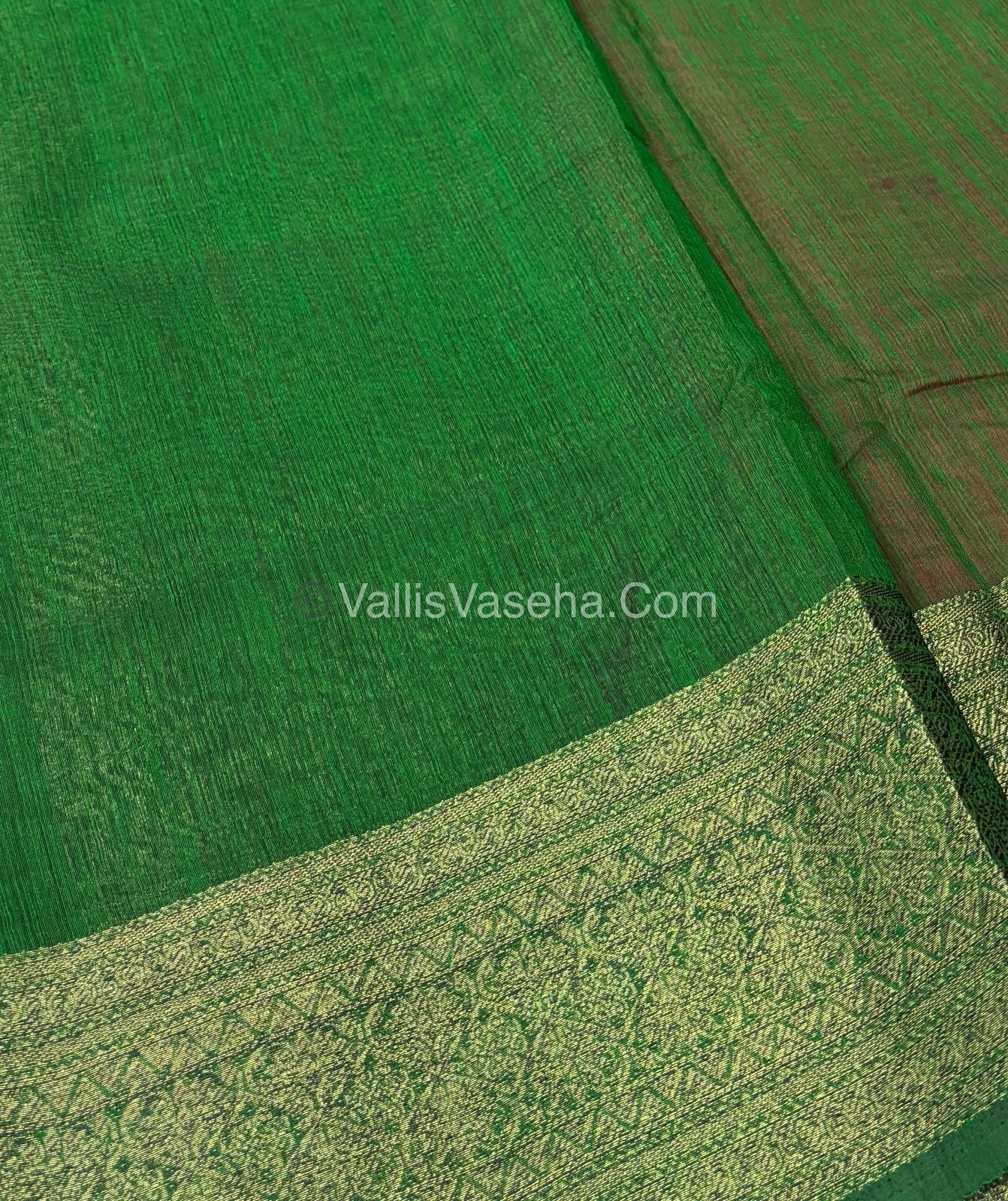 Bamboo Silk Saree - Pink With Green Shade - VVBSS006