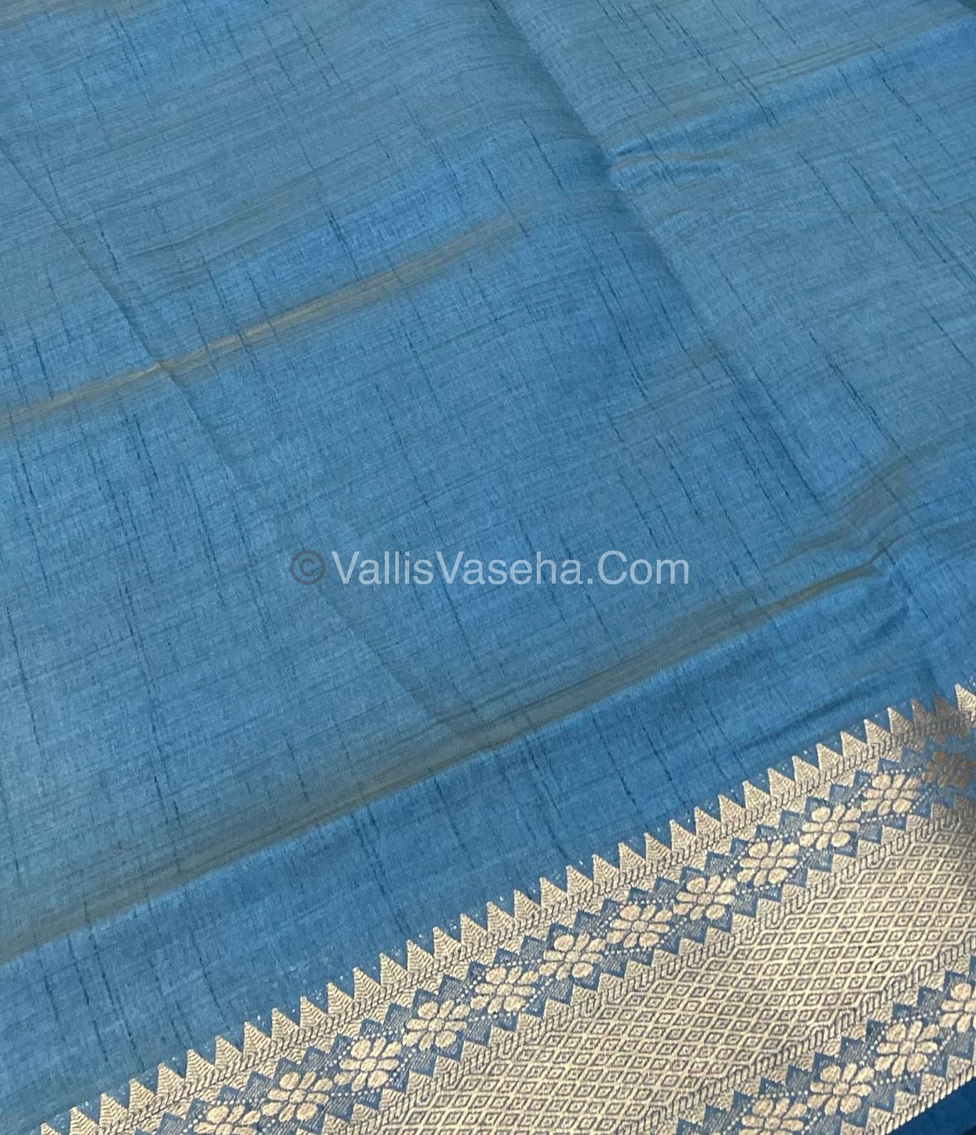 Semi Tussar Silk - Grand Pallu - Ramar Blue Shade - VVSTS017