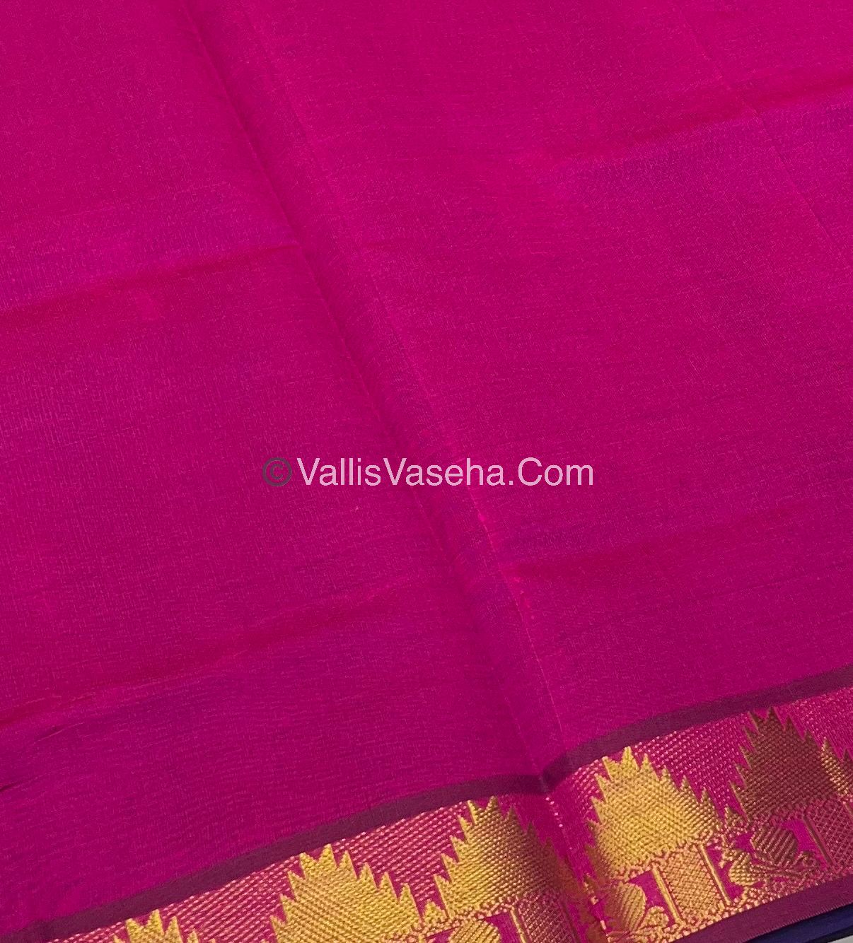 Semi Silk Cotton Saree - Blue With Pink Shade - VVSSC005