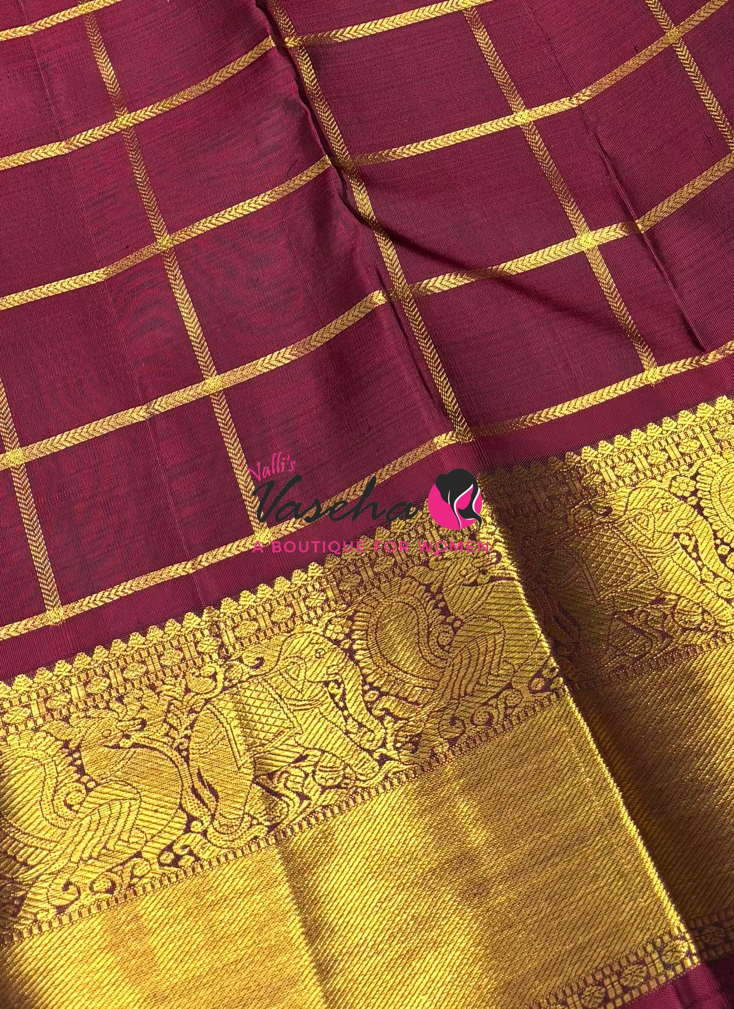 Pure Bridal Kanchipuram Silk Saree - Golden Green & Maroon Combo - VVPS074