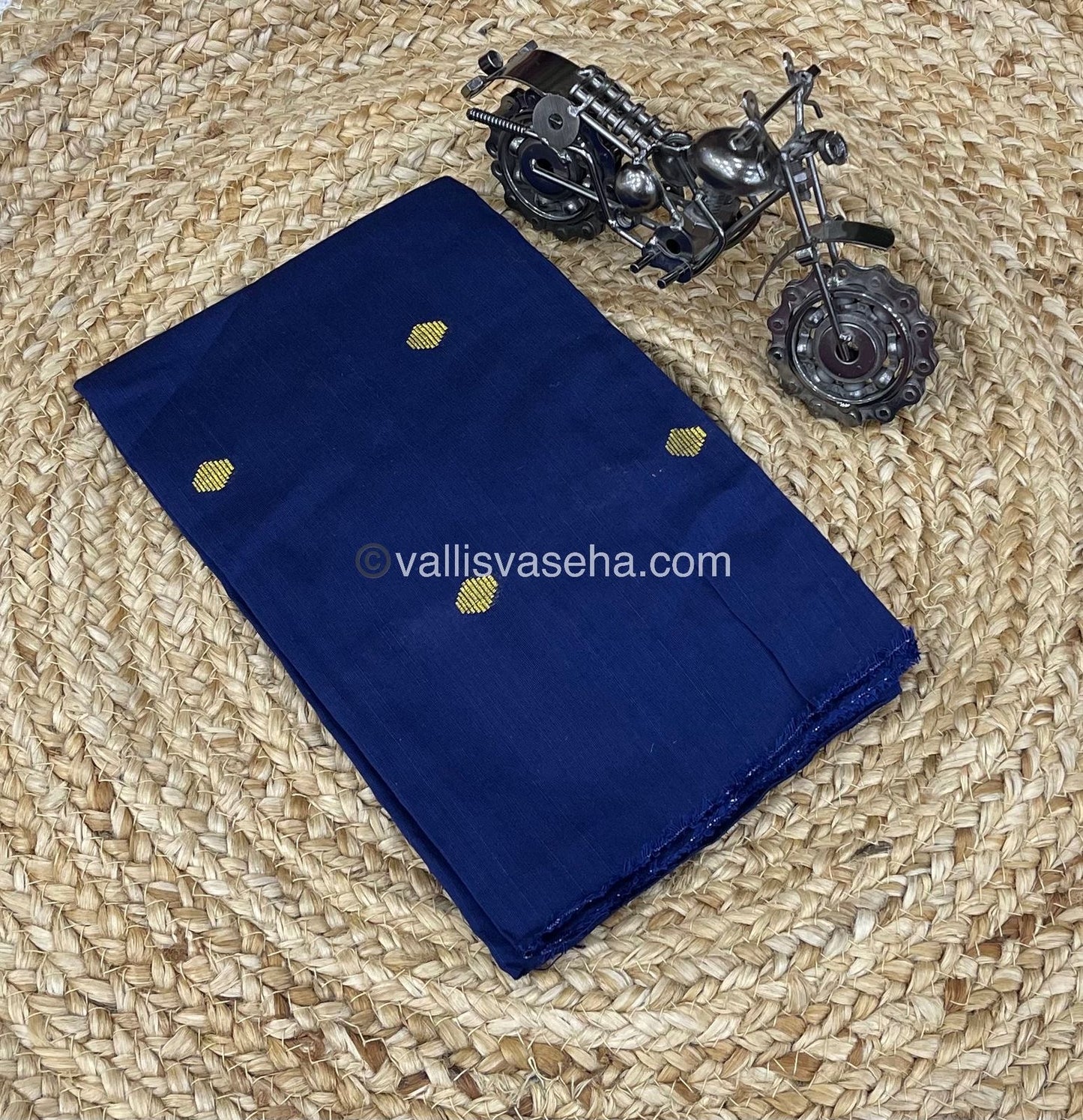 Blouse Bit - Raw Silk Material - Navy Blue Shade - Butta Design - 1mtr - VVRSB001