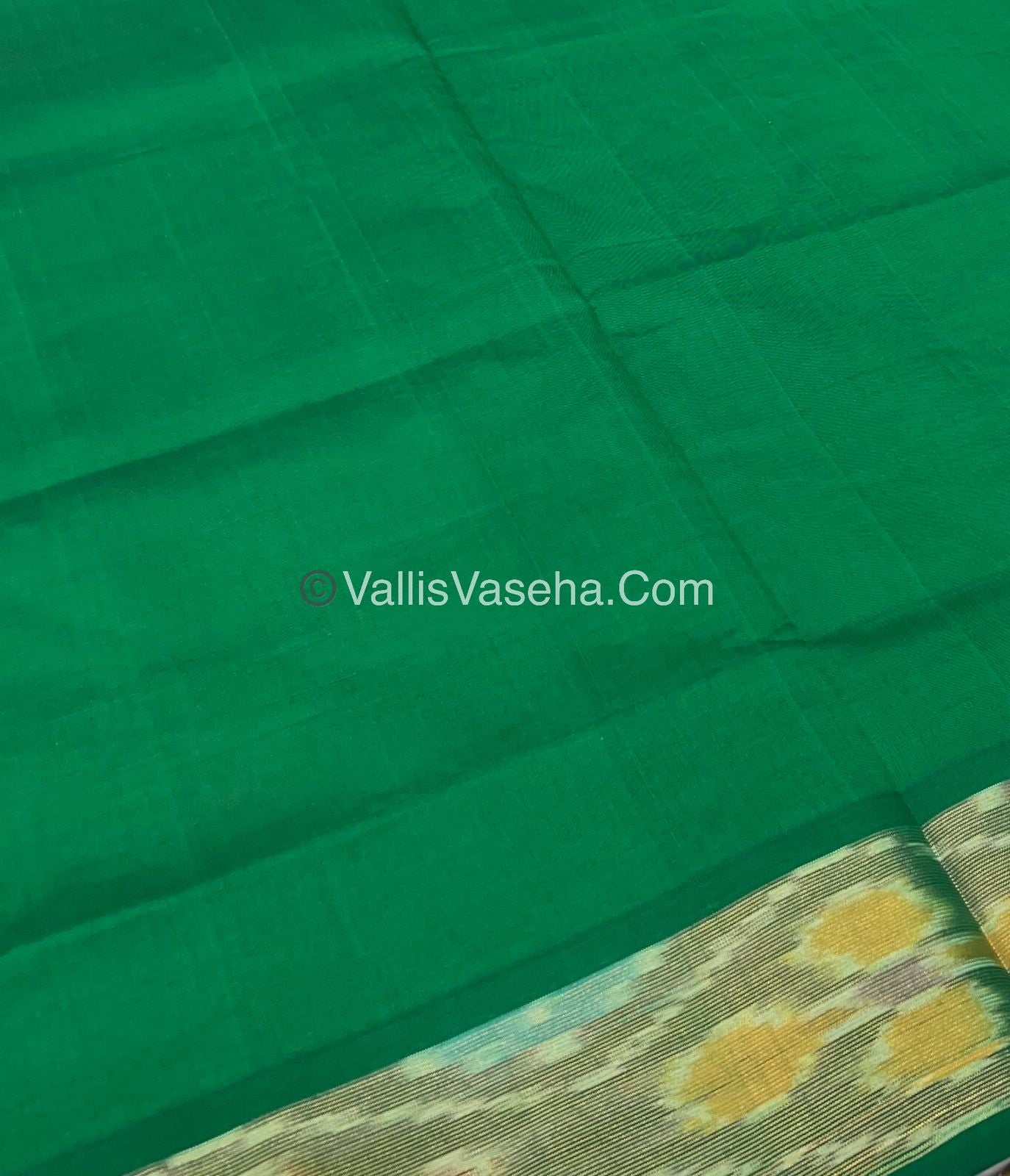 Semi Silk Cotton Saree - Red & Green - VVSSC001