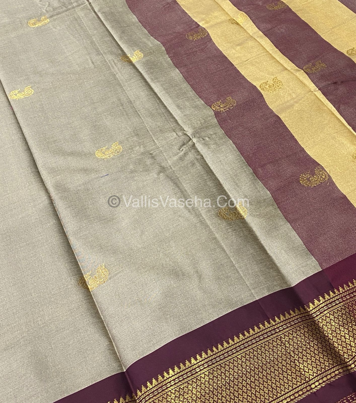 Semi Silk - Grey with Wine Combo - VVSS001
