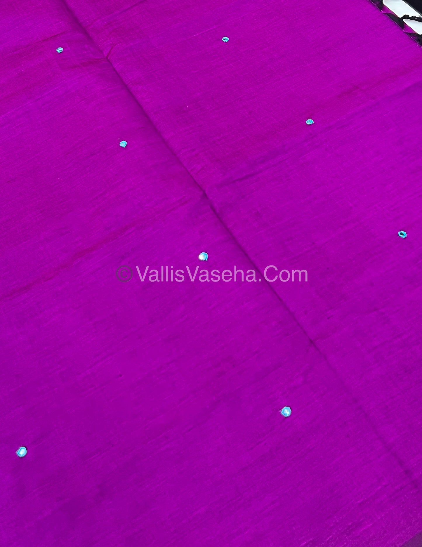 South Mixed Cotton - Mirror Work Embroidery - Purplish Pink With Blue - VVPCM002