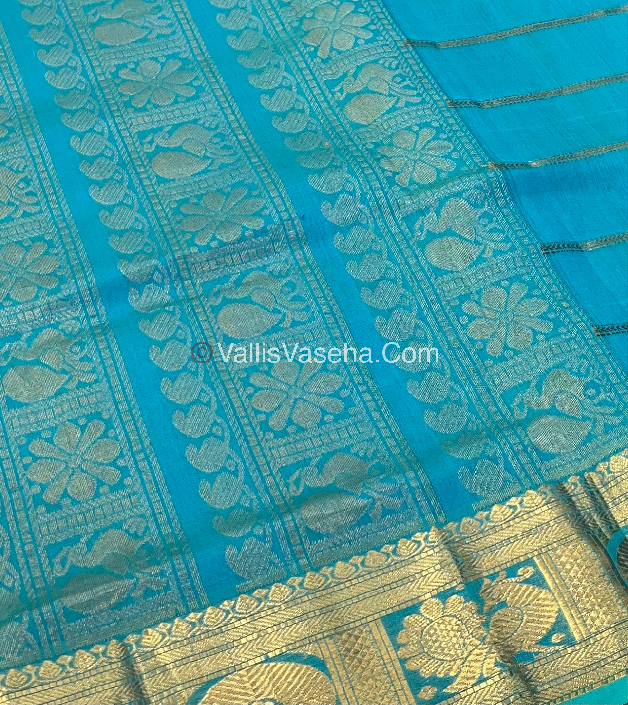 Pure Silk Cotton Saree - Mayil & Chakkaram Design - Purple With Blue Combo -VVMC003