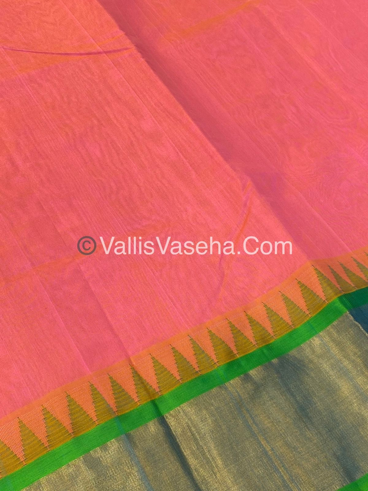 Pure Korvai Silk Cotton Saree - Temple border - VVKSC001