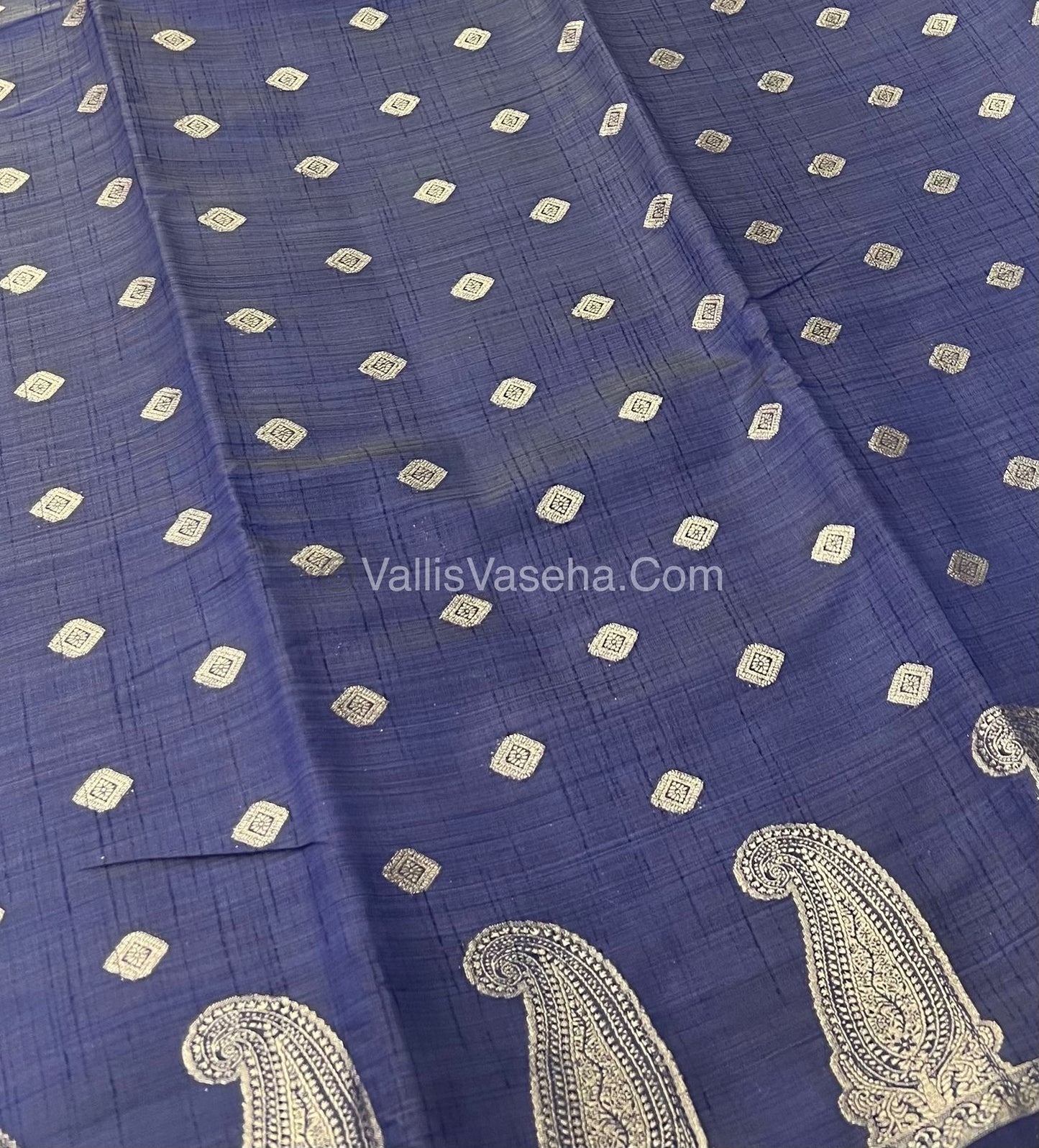 Semi Tussar Silk Saree - Navy Blue shade - VVSTS010