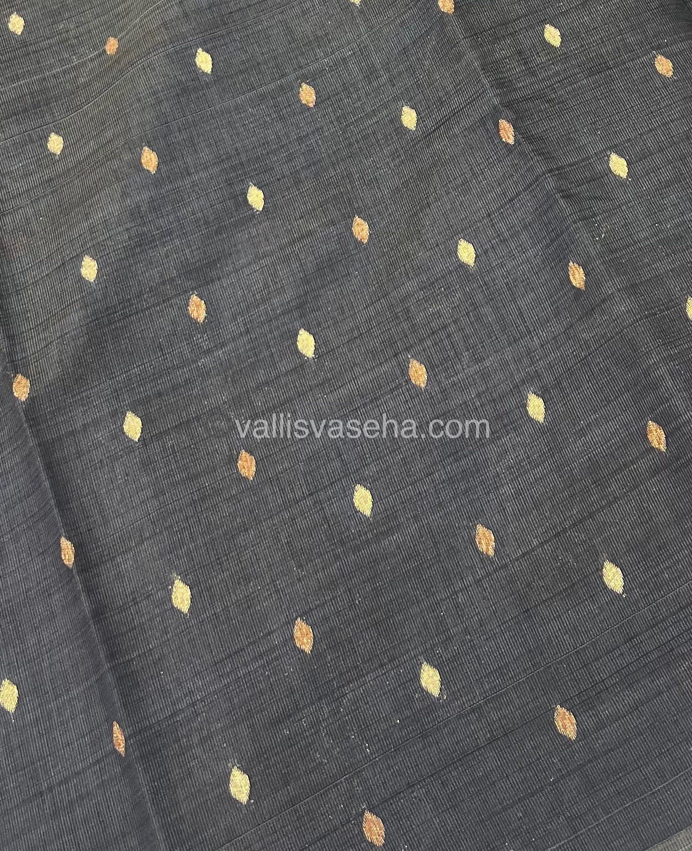 Cherry Tussar - Semi Tussar Silk - Black Shade - VVSTS009
