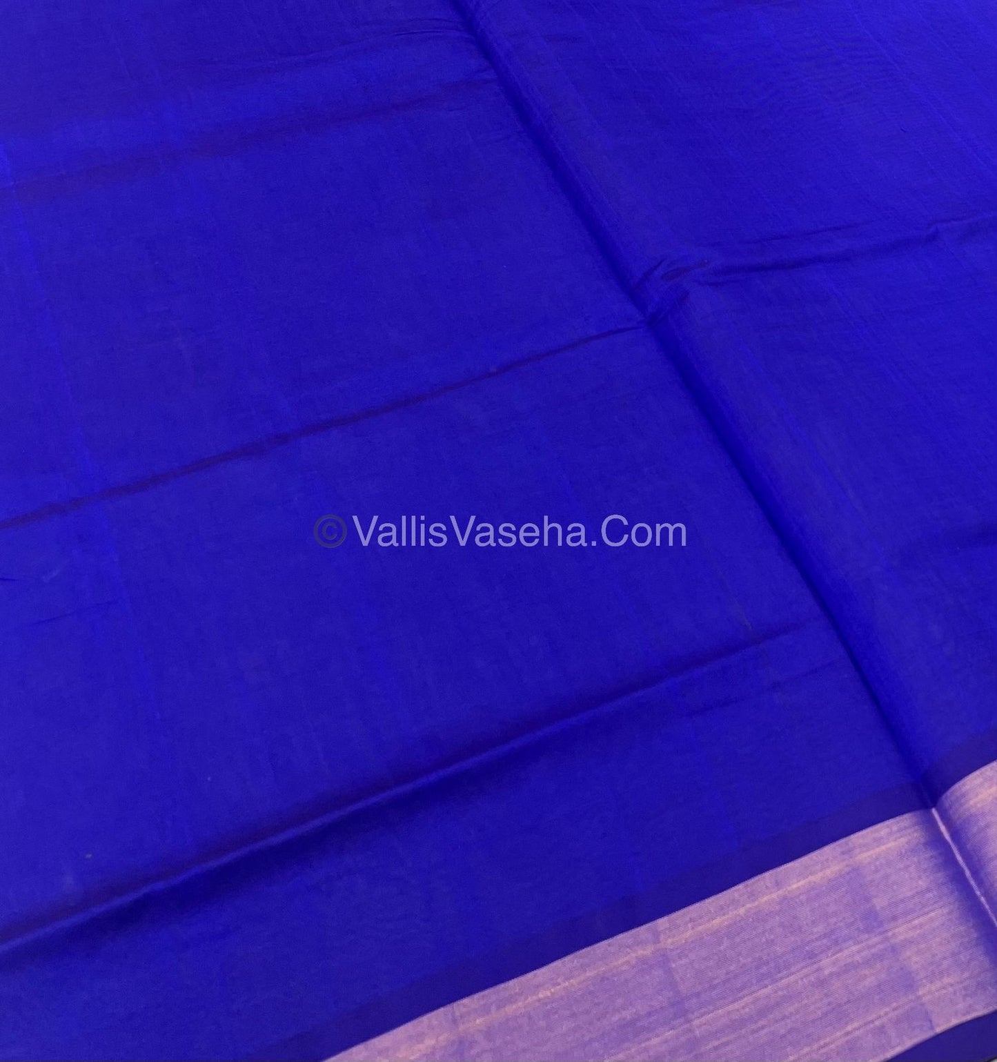 Semi Silk Cotton Saree - Mehndi Green & Blue Combo - VVSSC001