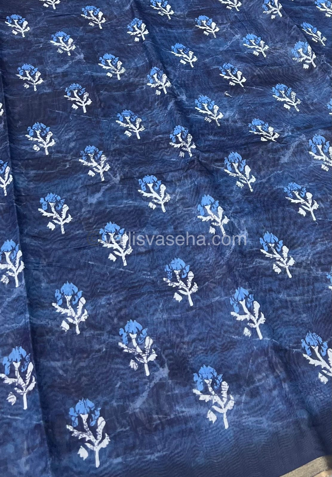 Chanderi Mixed Cotton Saree - Indigo Prints - VVCPS001