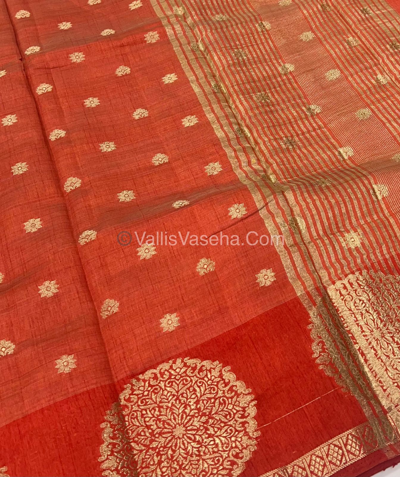 Semi Tussar Silk Saree - Orange shade - VVSTS035