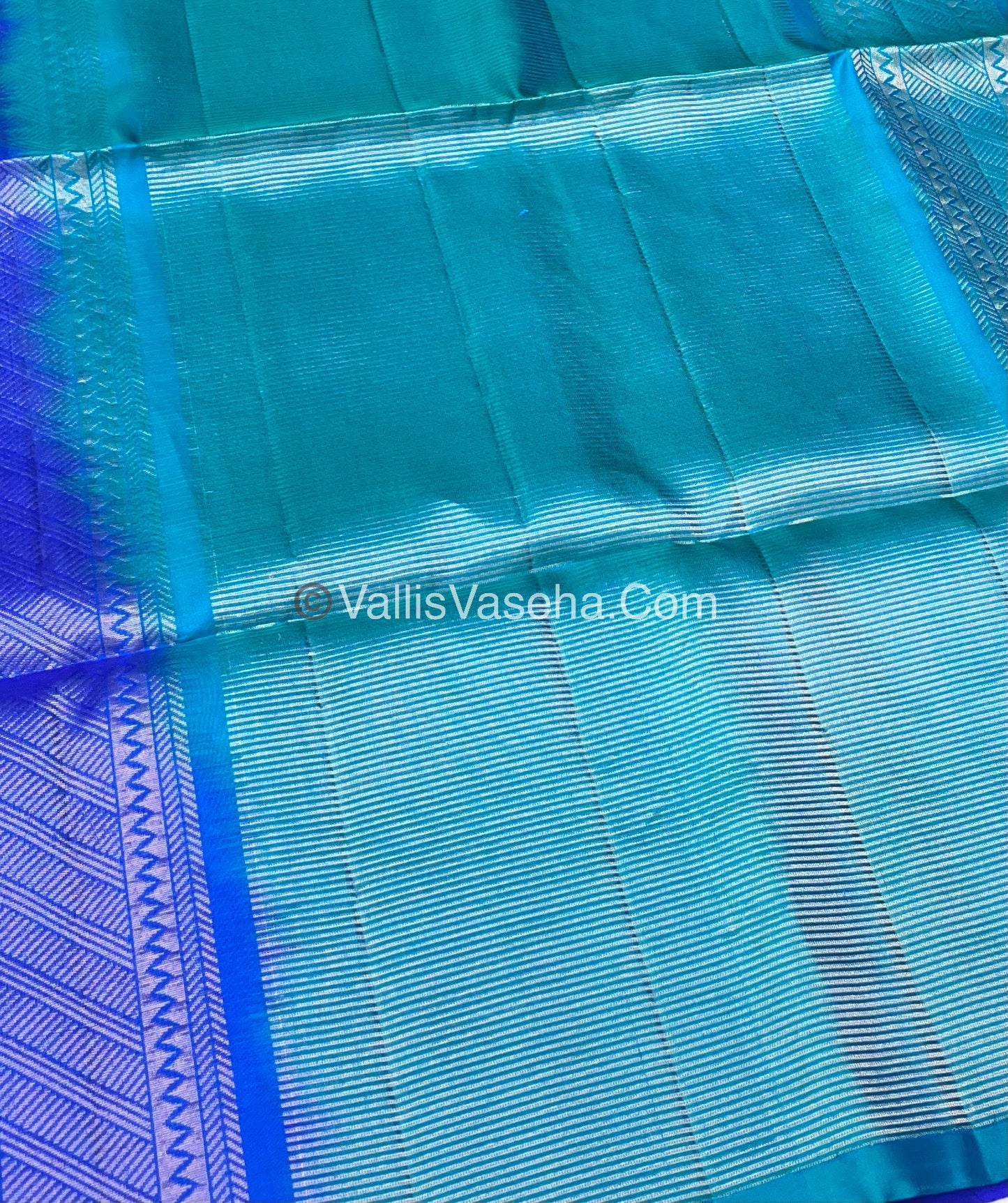 Pure Soft Silk Saree - Light weight - Border Less - Blue & Blue - VVPSS035
