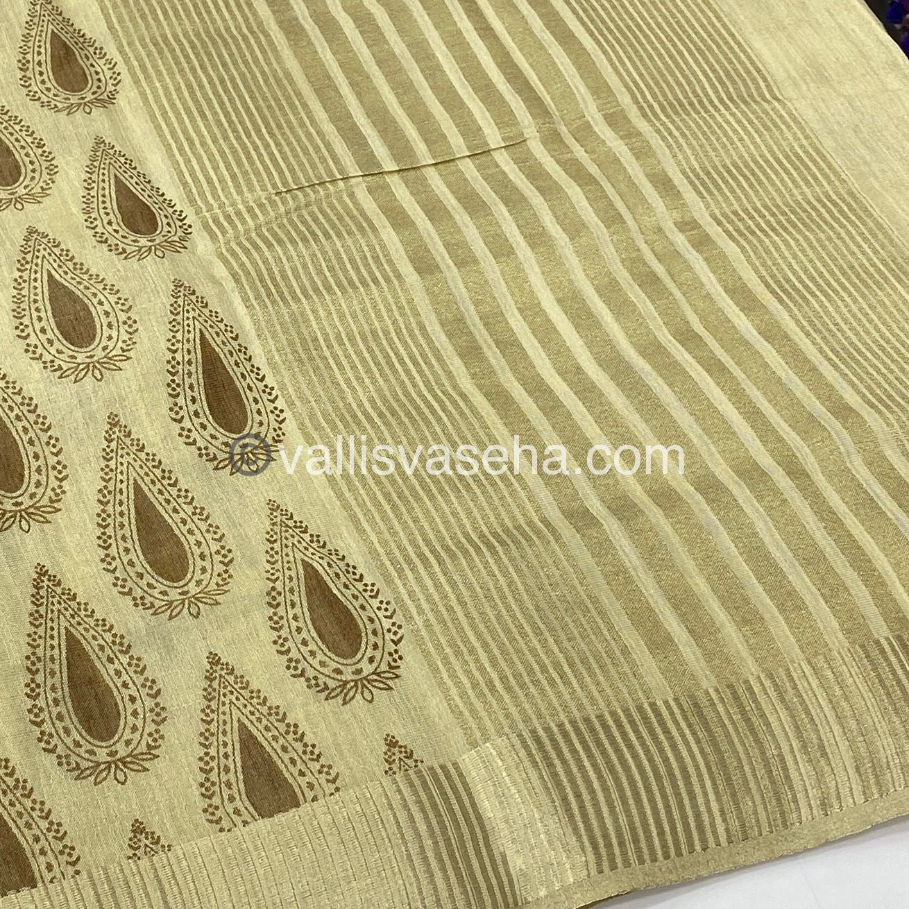 Semi Tussar Silk - Cream Shade - VVSTS006