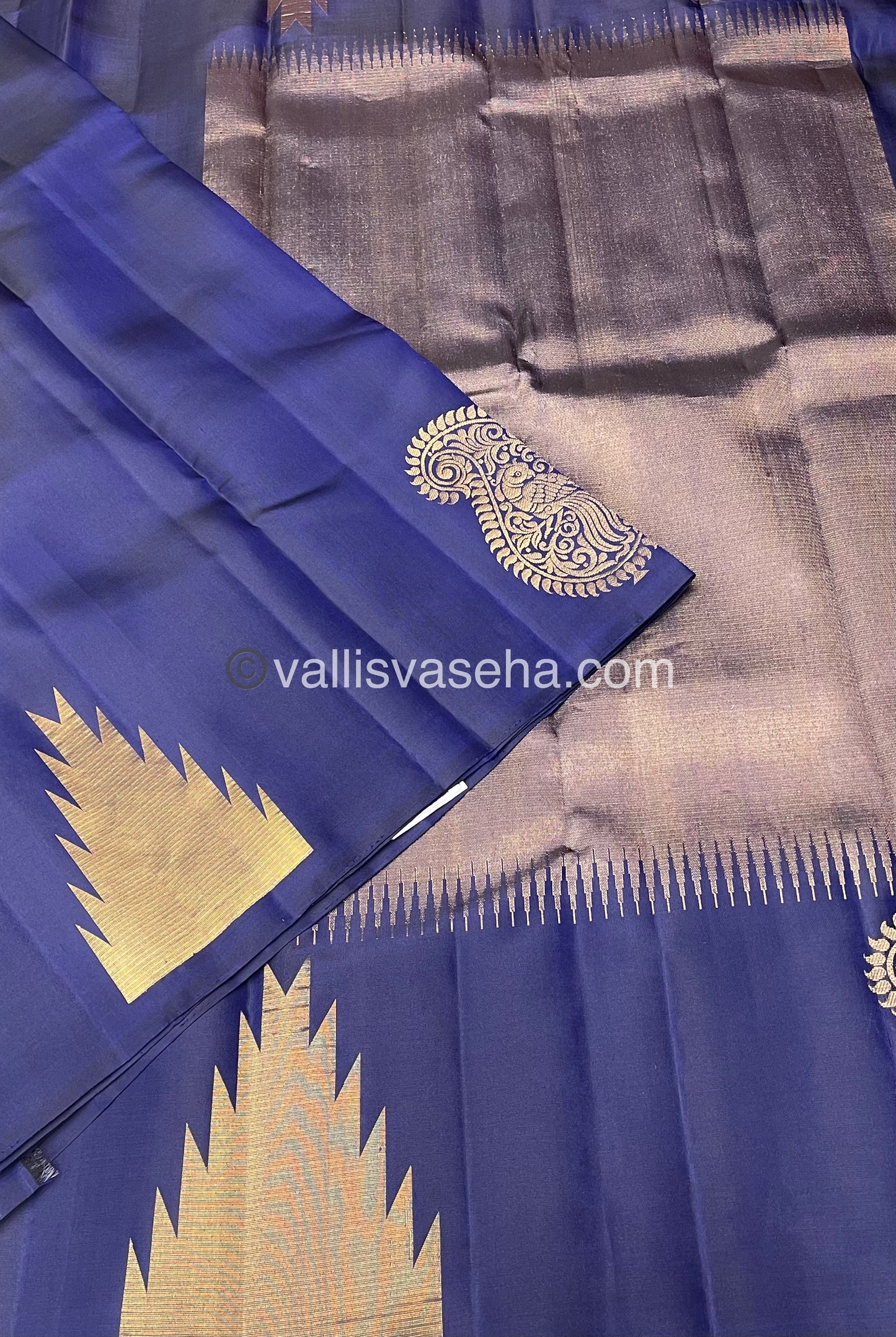 Pure Soft Silk Saree - Jothika Hit design - Navy Blue - VVPSS005