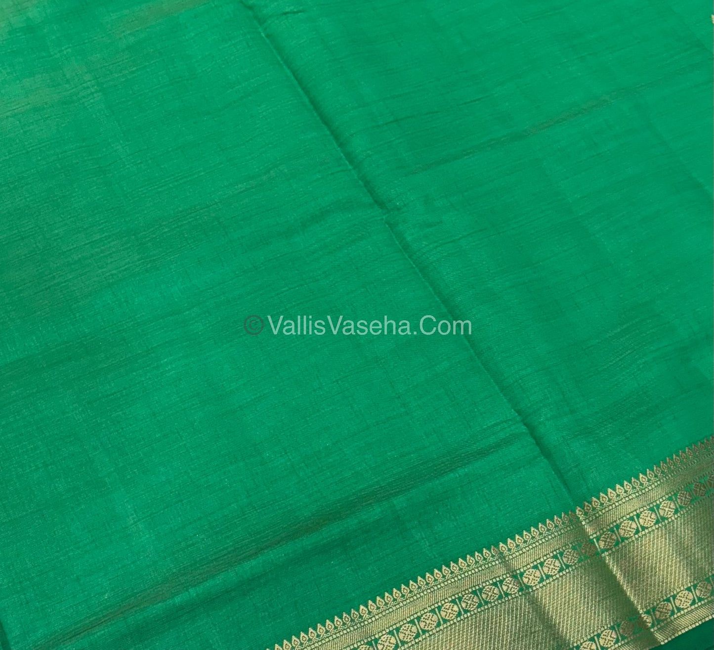 Semi Tussar Silk - Grand Pallu Green Shade - VVSTS023