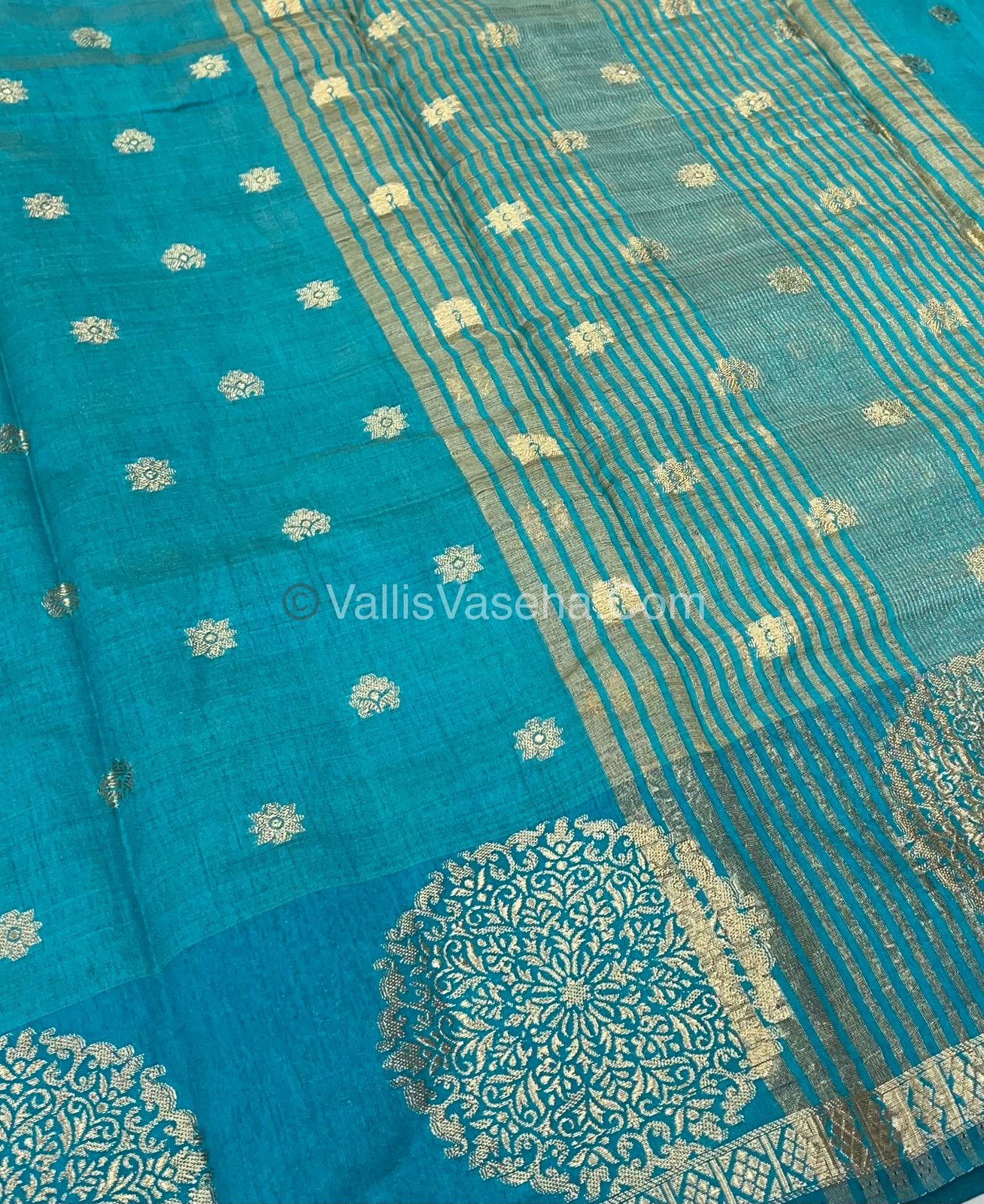 Semi Tussar Silk Saree - Sky Blue shade - VVSTS035