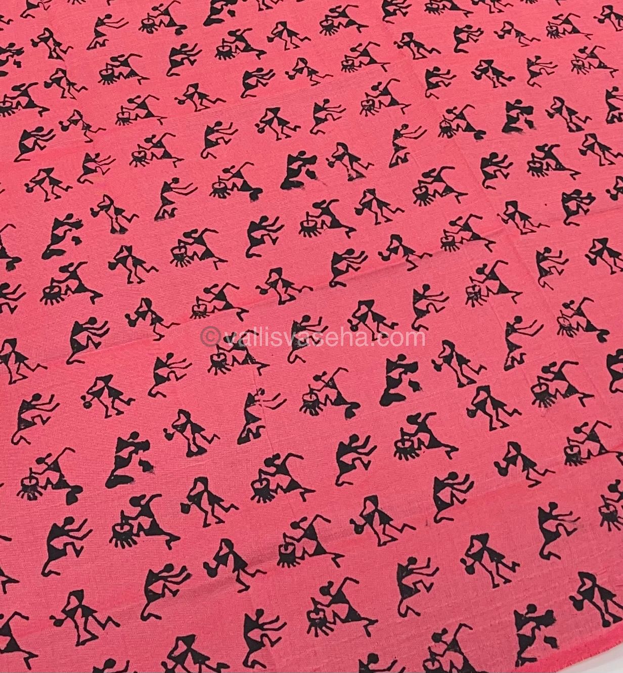 South Mixed Printed Cotton - Grey With Peach - VVPCP002