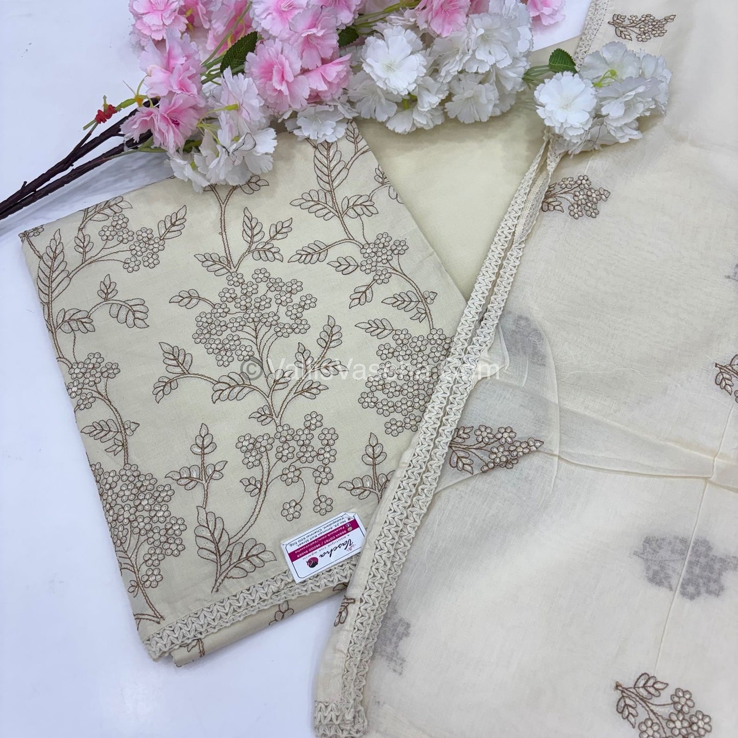 20%less - Offer Unstitched Material - Embroidered Material - VVDUM002