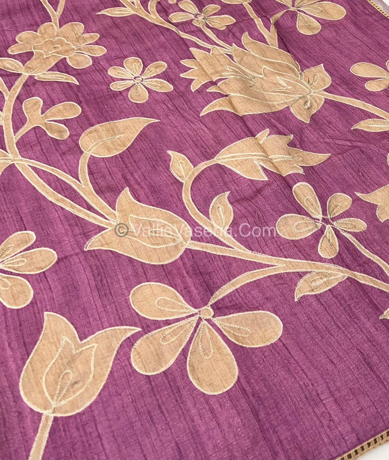 Semi Raw Silk with embroidery work - VVSRS001