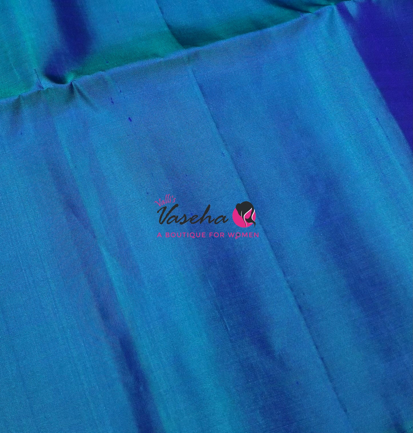 Pure Soft Silk Saree - Border Less - Sea Green With Peacock Blue Combo - VVPSS068