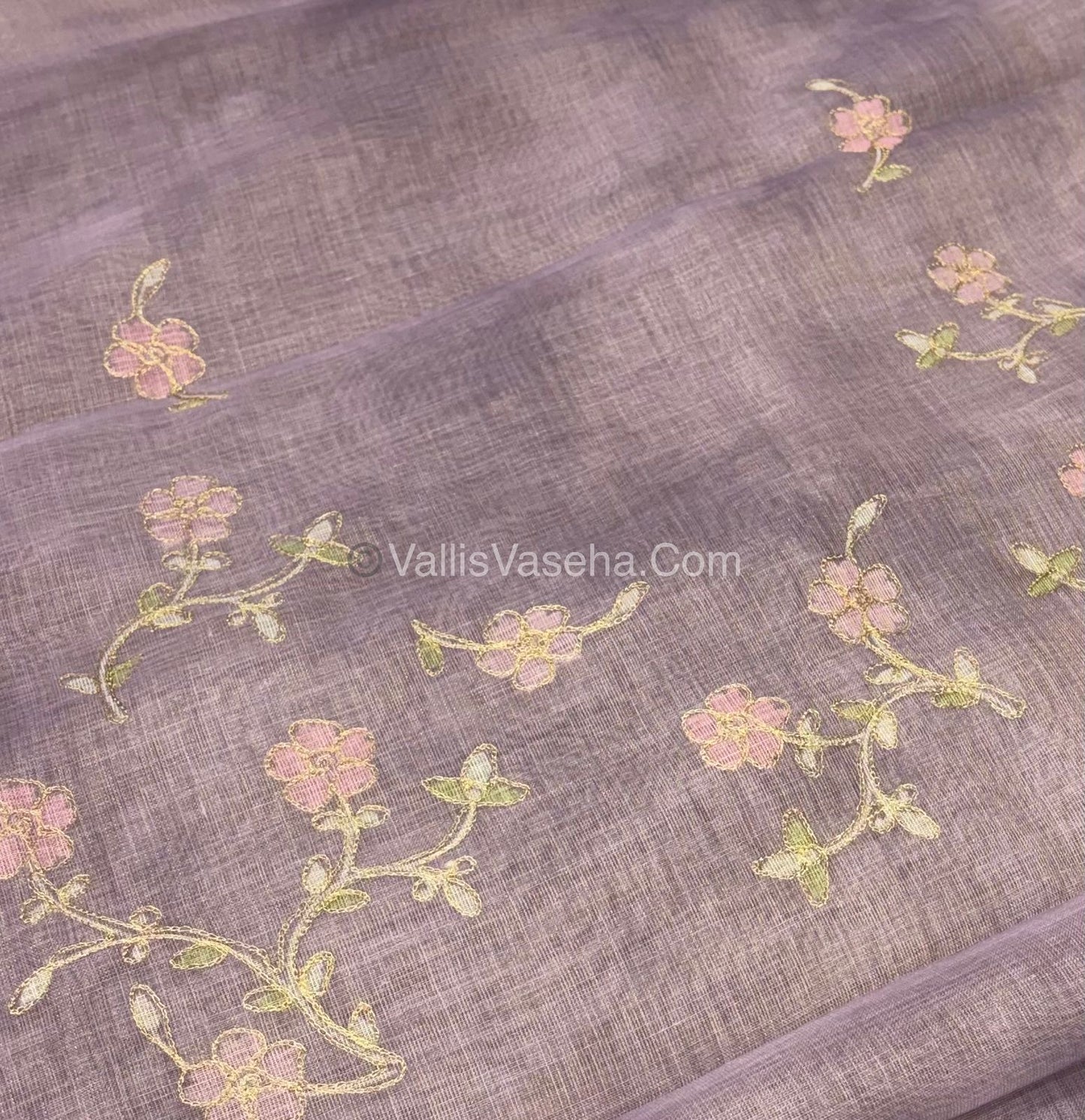 Tissue Linen Saree - Lavender Shade - VVTLS001