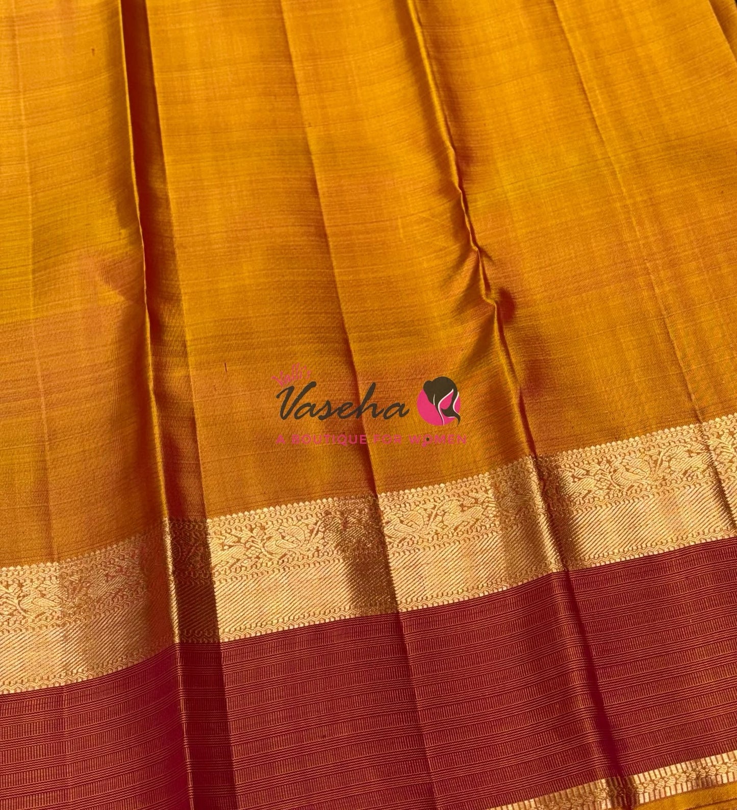 Pure Vintage Korvai Kanchipuram Silk Saree - Black & Dual Tone Orange Combo - VVPS047