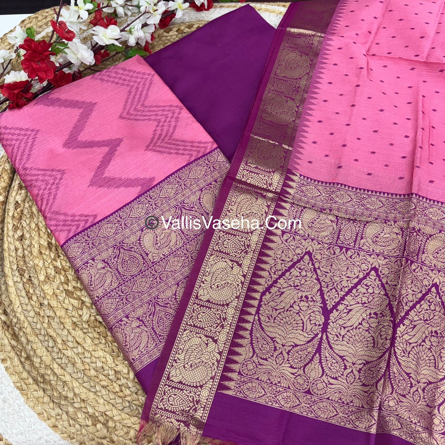 Unstitched Salwar Material - Raw Silk - Pink Shade - VVUSM021