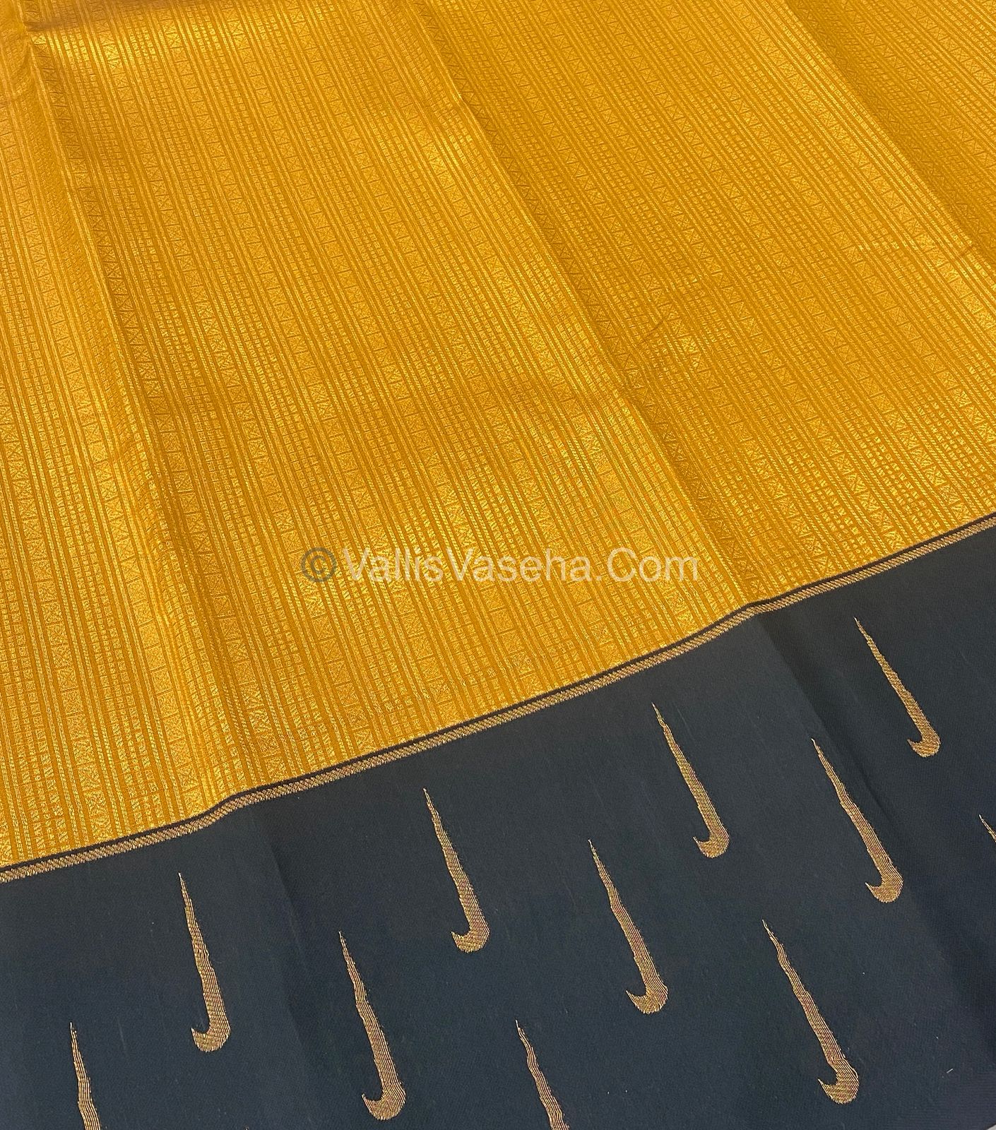 Kanchi Semi Silk - Dark Yellow with Black VVKSS001