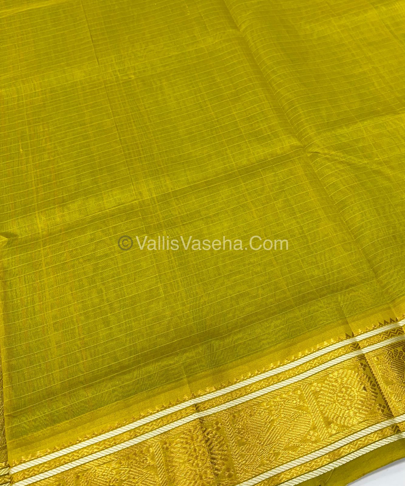 Pure Silk Cotton Saree - See Blue With Lemon Green Shade - Lakshadeepam Design - VVPLD001
