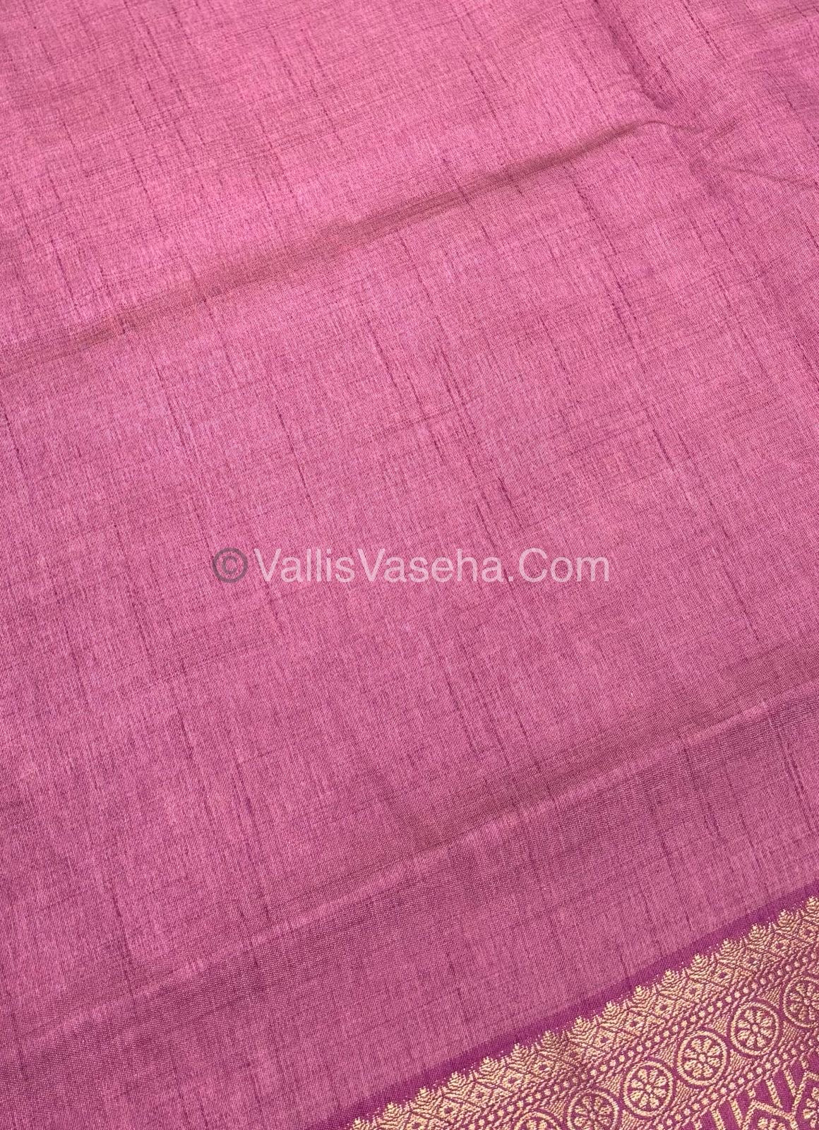 Semi Tussar Silk - Grand Pallu - Onion Pink Shade - VVSTS017