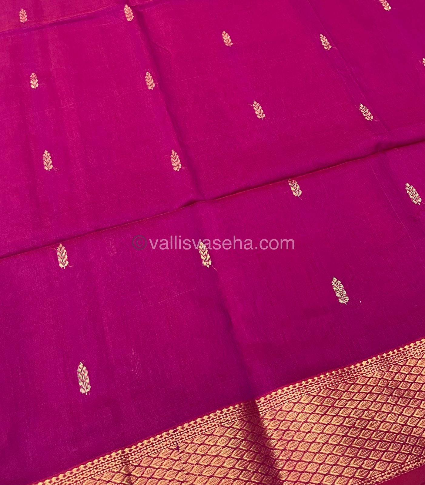 Pure Maheshwari Silk Cotton Saree - Pink Color - VVMSC003