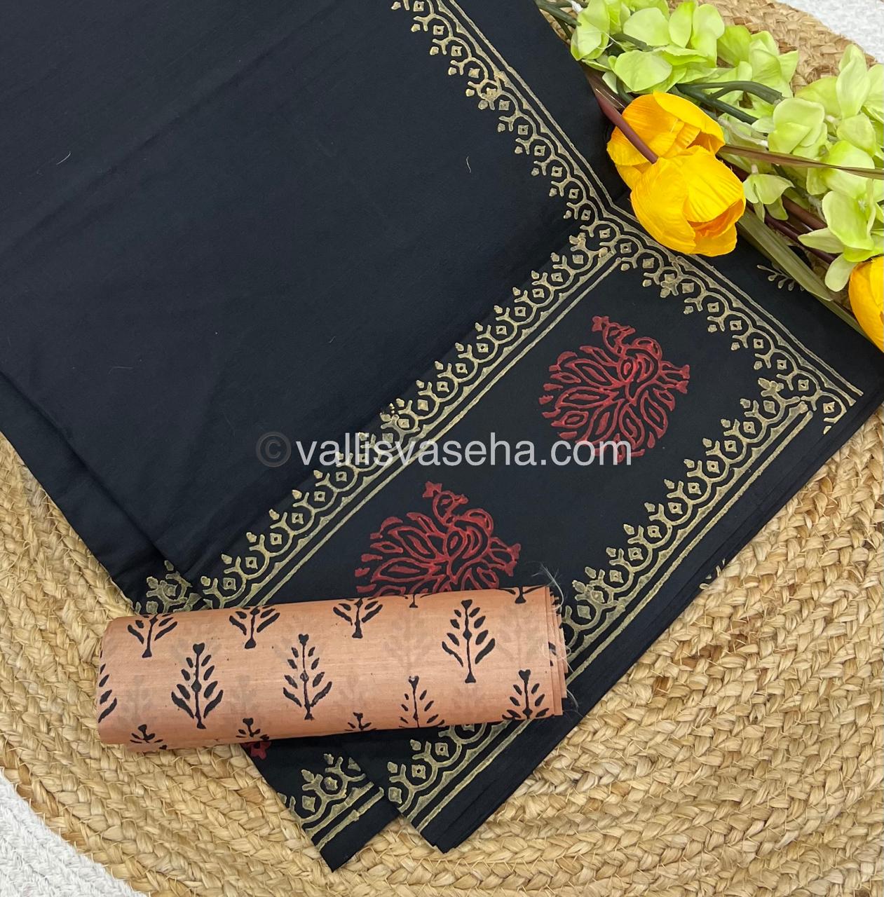 South Mixed Printed Cotton - Black With Cream - VVPCP003